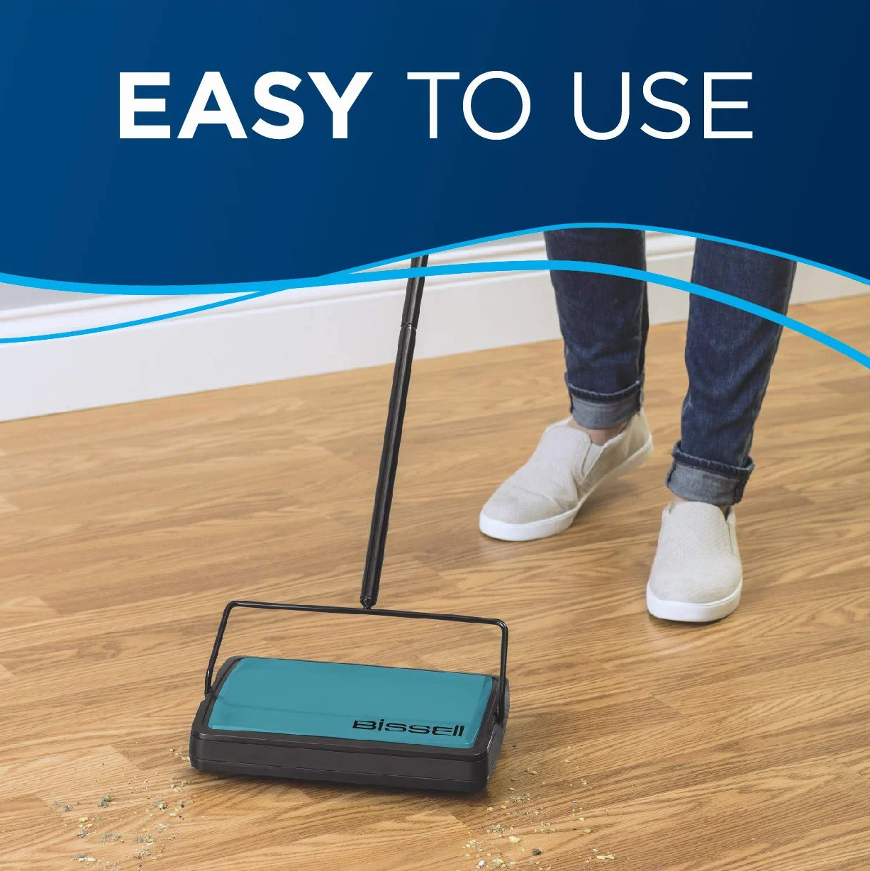 Bissell Easy Sweep 2484A Barredora compacta para alfombras y pisos Verde Azulado