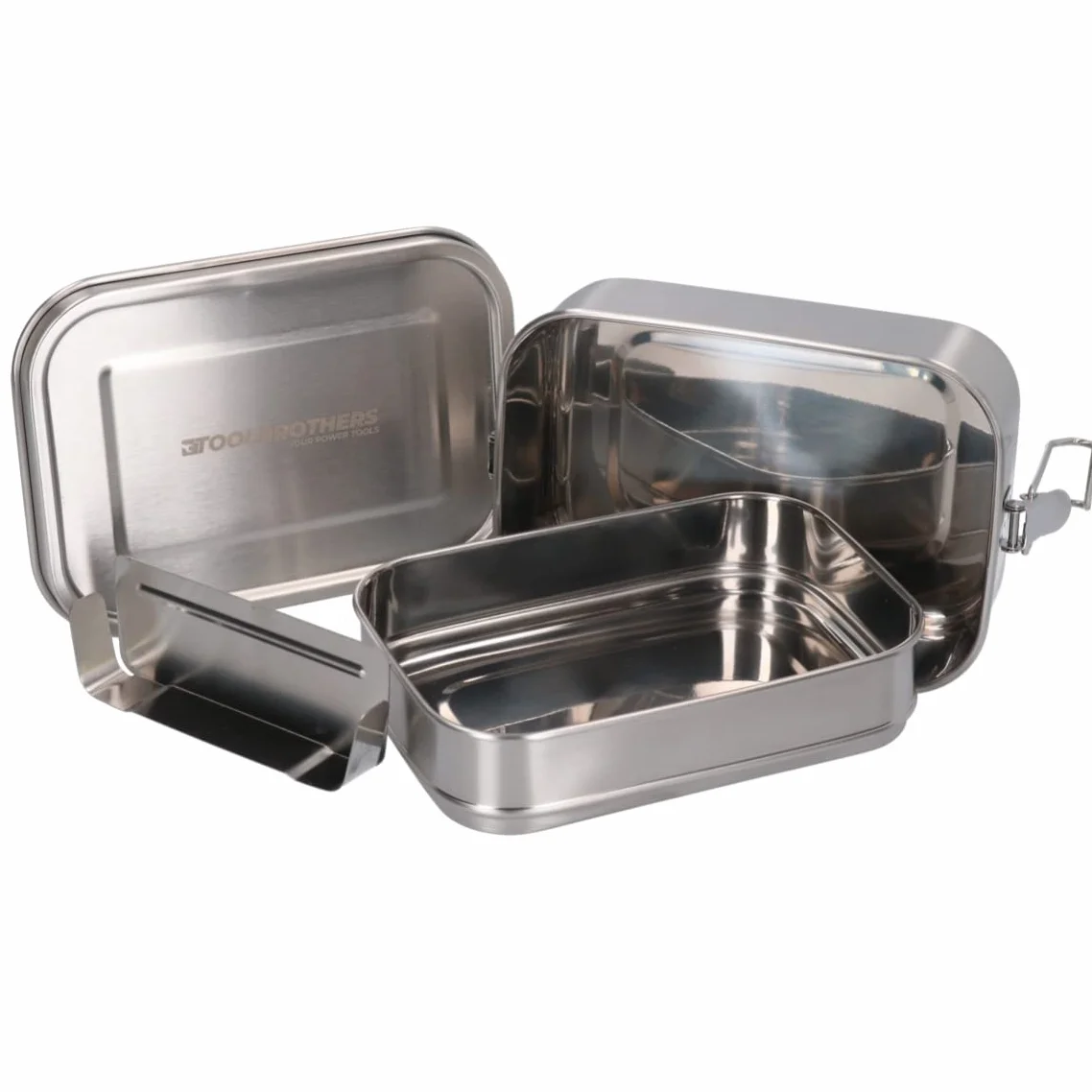Toolbrothers Fiambrera de acero inoxidable con 2 pisos y tapa de acero inoxidable de 1340 ml