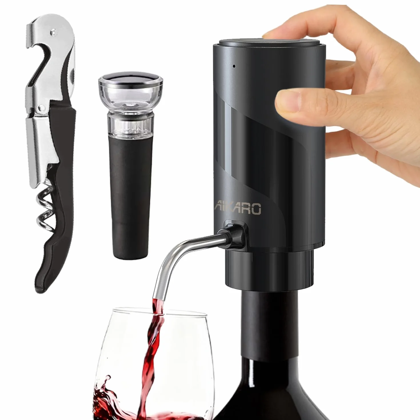Elektryczny Aerator do Wina z Dekanterem, Korkociągiem i Zatyczką Próżniową AIKARO
