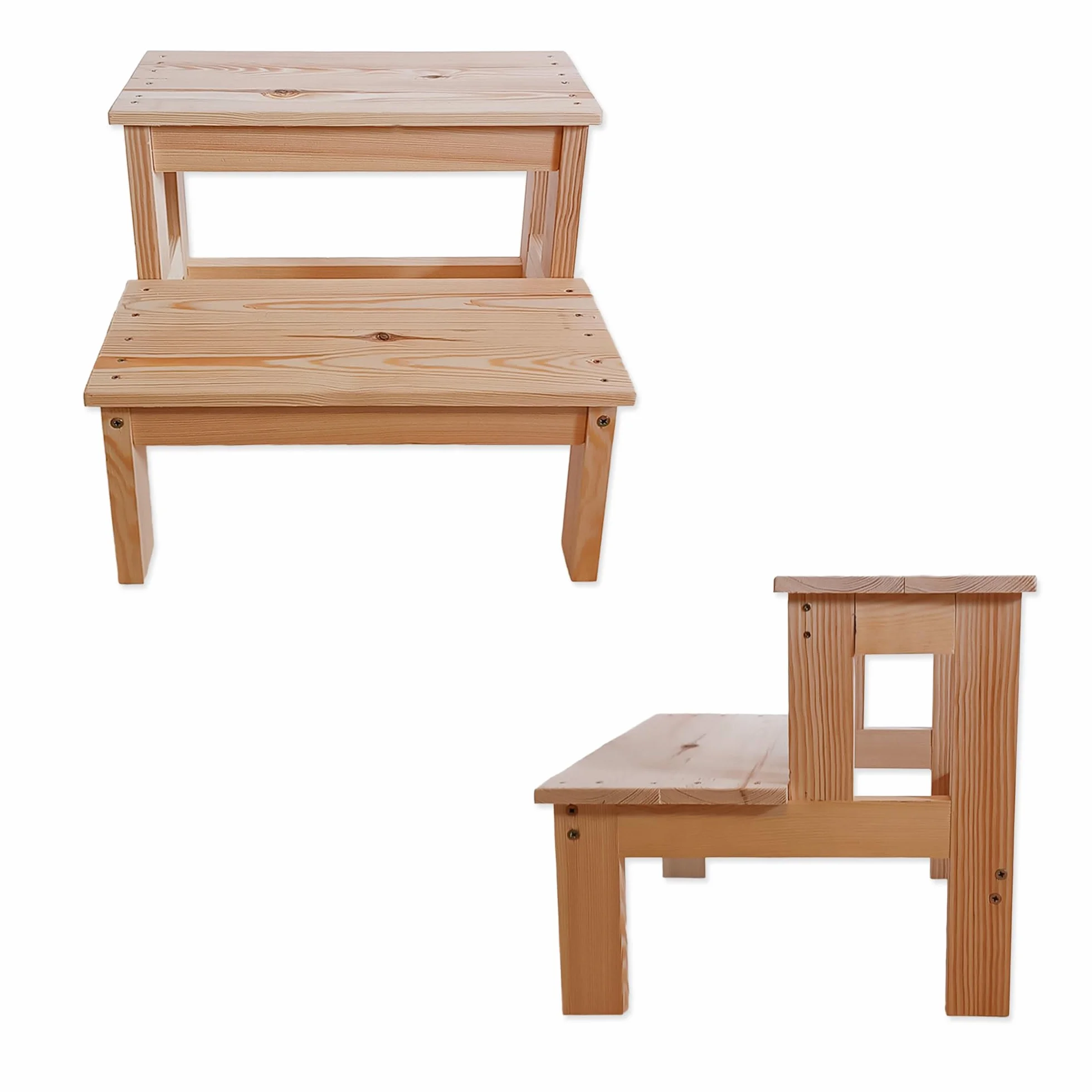 MG Design Escalera de Madera 2 peldaños – Estable y Segura, escalón para niños y Adultos, peldaño baño Cocina Armario, Uso doméstico