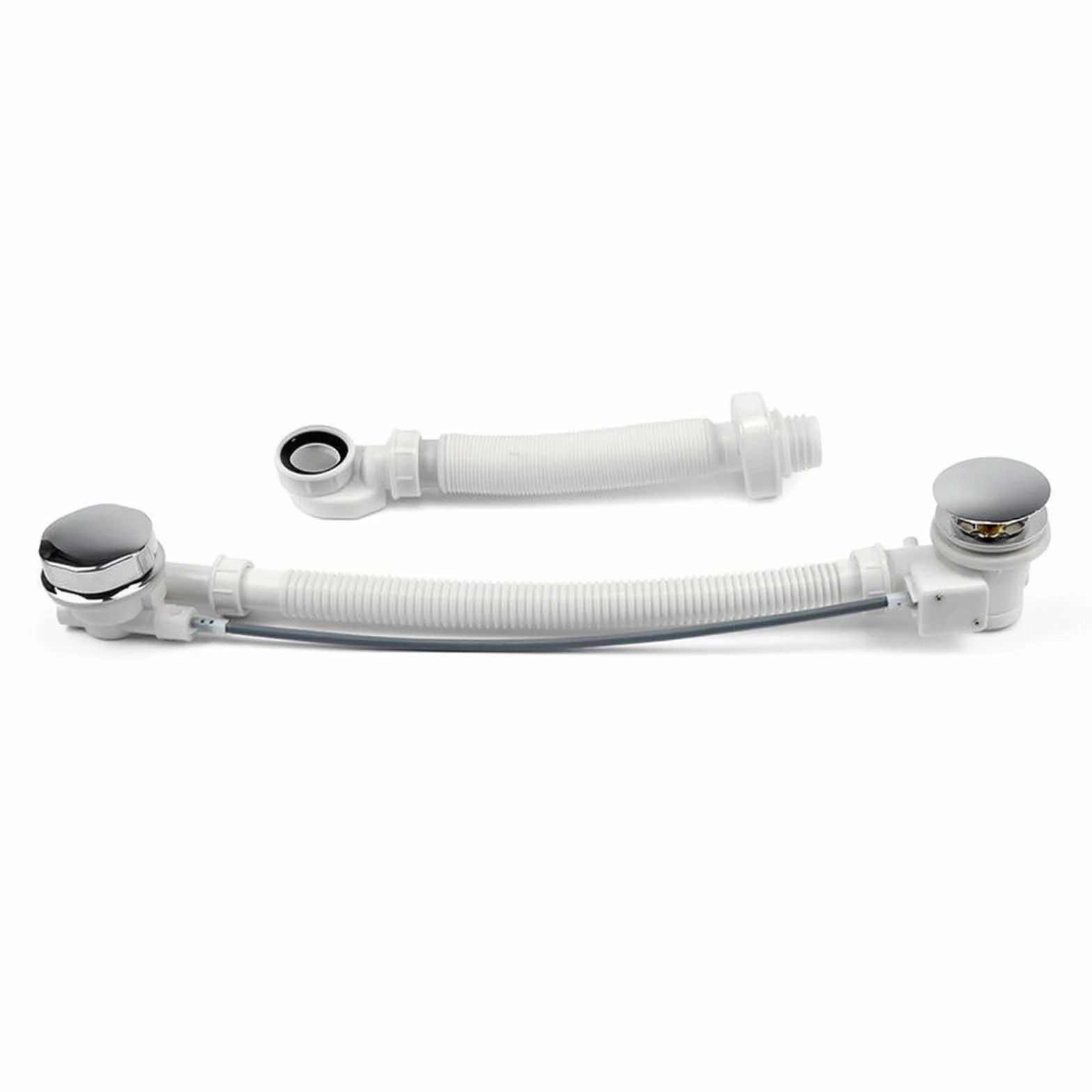 Conjunto sagüe con Rebosaro Acabado Metálico sagüe Bañera Sellado Seguro Fontanería para Remolaciones, 80 CM