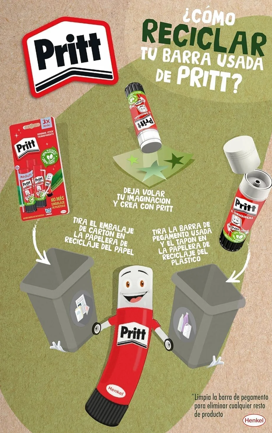 Pritt Barra Adhesiva, pegamento infantil seguro para niños, cola universal 3+1 x 11 g