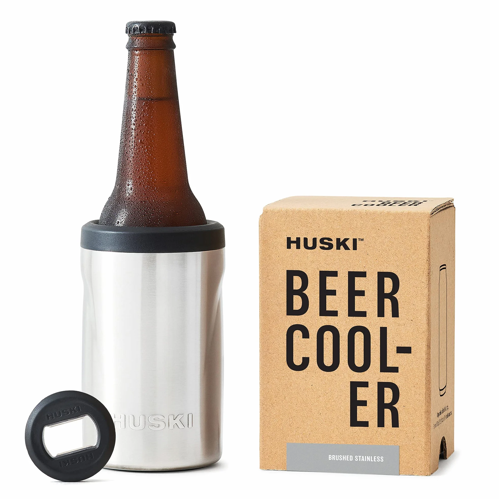 Huski Enfriador de cerveza 2.0 Soporte latas botellas acero inoxidable triple aislamiento abridor 3 en 1