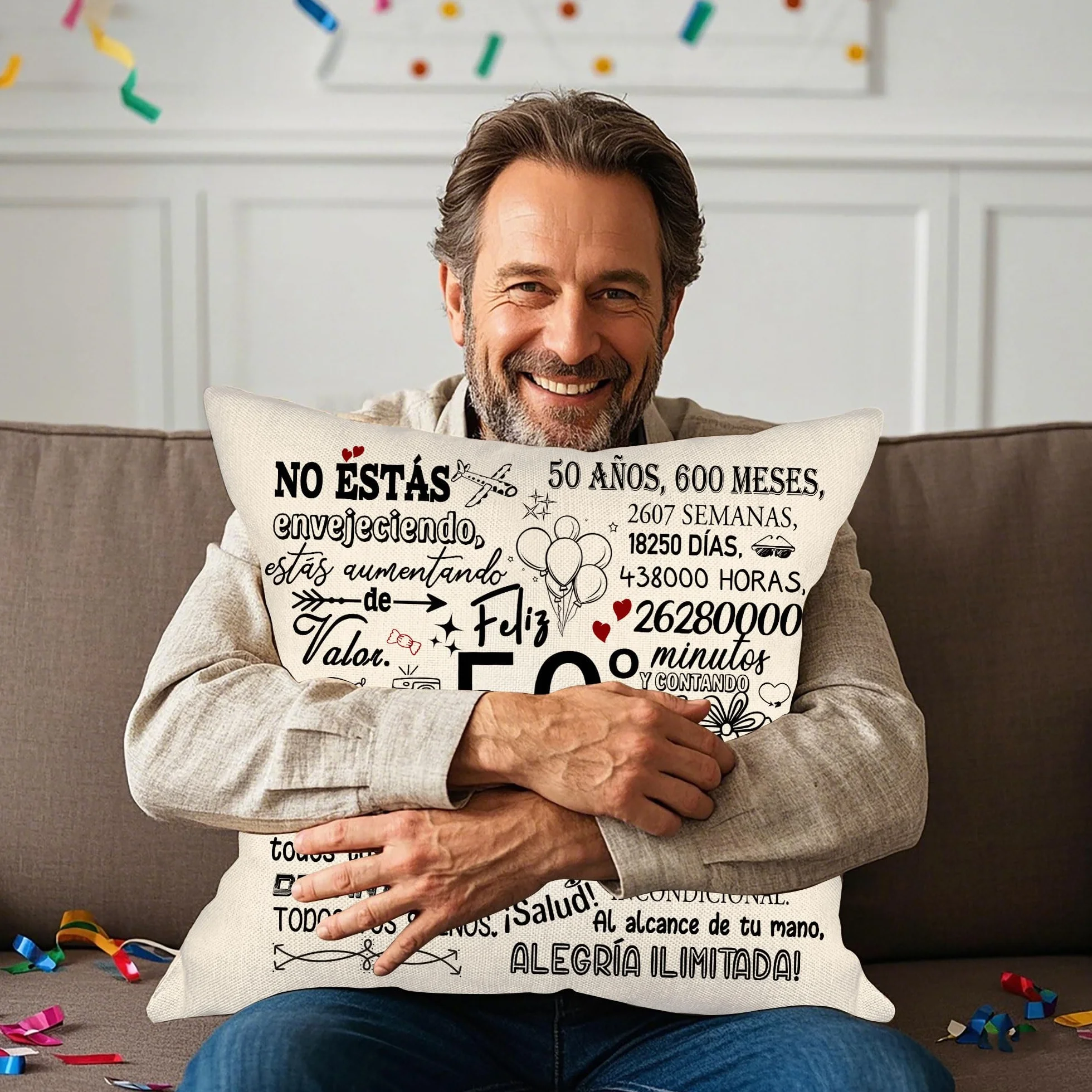Funda de Cojín para 50 Años Mujeres Hombres Regalo 10-100 Años
