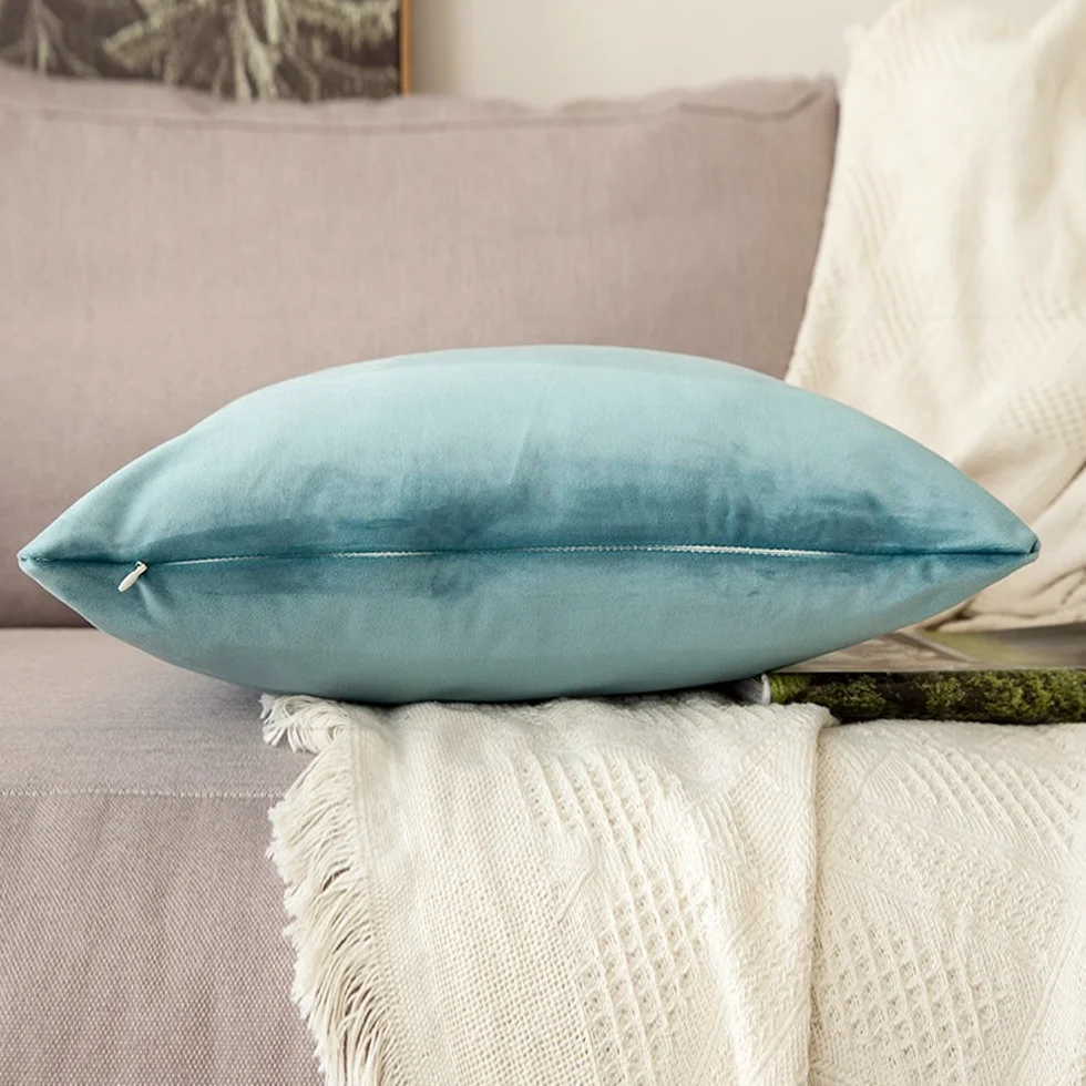 MIULEE Funda Cojines de Terciopelo 40x40cm 2 Piezas Agua Verde para Sofa Cama Silla
