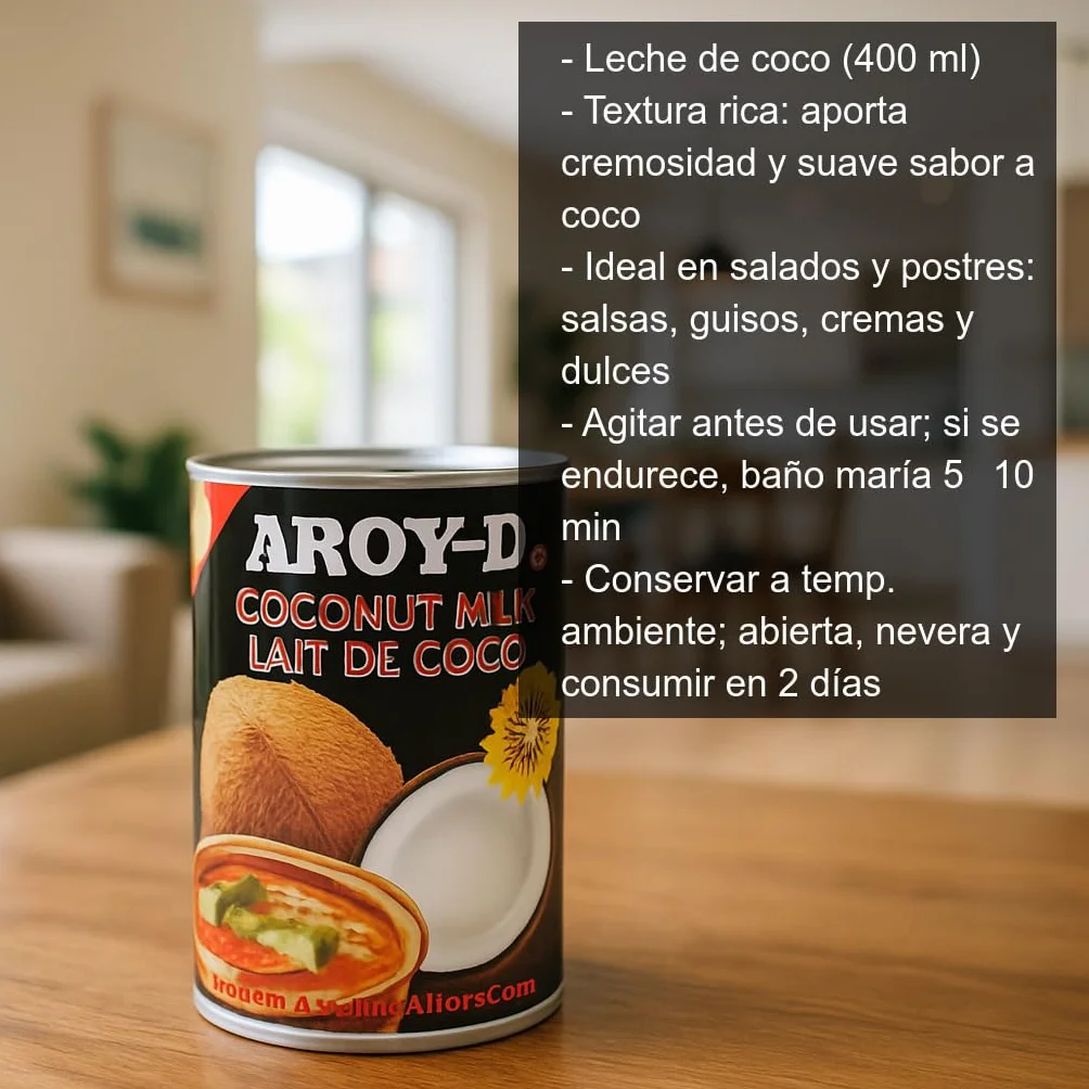 Leche de coco 19% 400 ml en lata para cocina y repostería