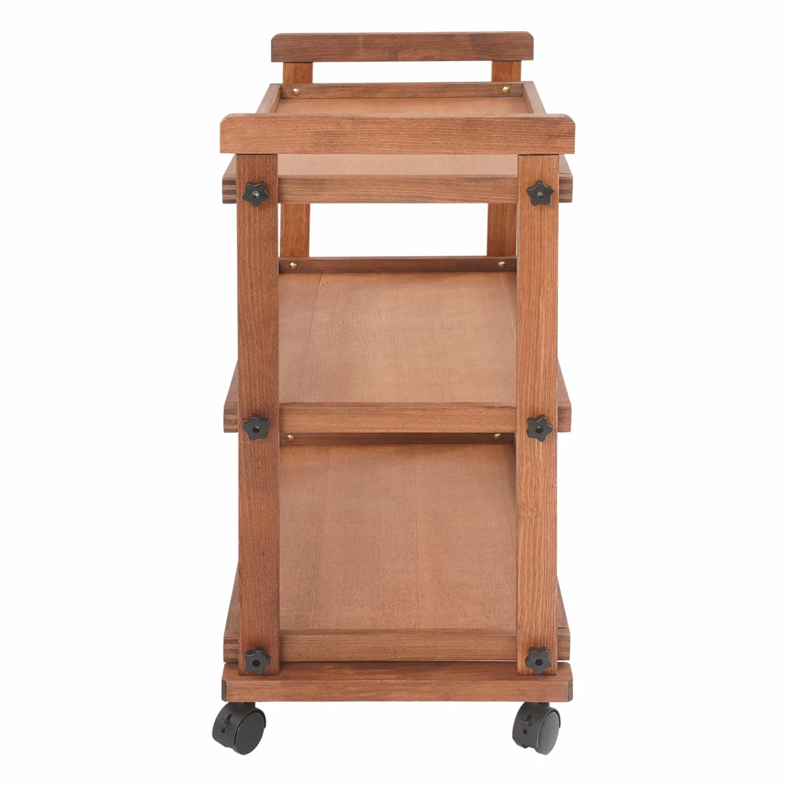 WooDerson Carro con ruedas, 3 niveles de madera, organizador de almacenamiento, carrito de madera para suministros de arte, carrito de almacenamiento multifuncional con ruedas y asas, capacidad de