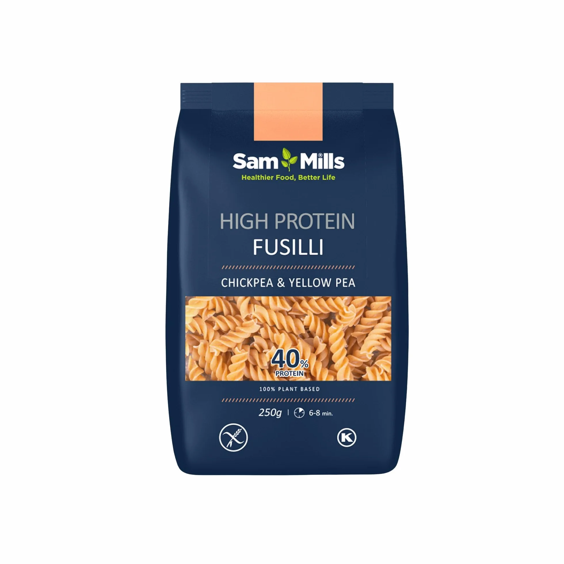 Sam Mills Fussilli de Garbanzo y Guisante Amarillo 250 g Pasta de Legumbres Sin Gluten