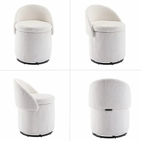 Silla giratoria otomana de tocador – Taburete tapizado 360° para maquillaje y dormitorio