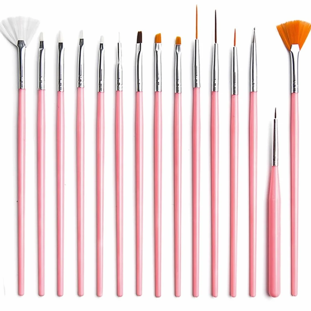 15 Pinceles para cerámica, Pinceles para Punteado, Pinceles acrílicos, Pinceles para Pintar cerámica, Pinceles para uñas.(D Light Grey)