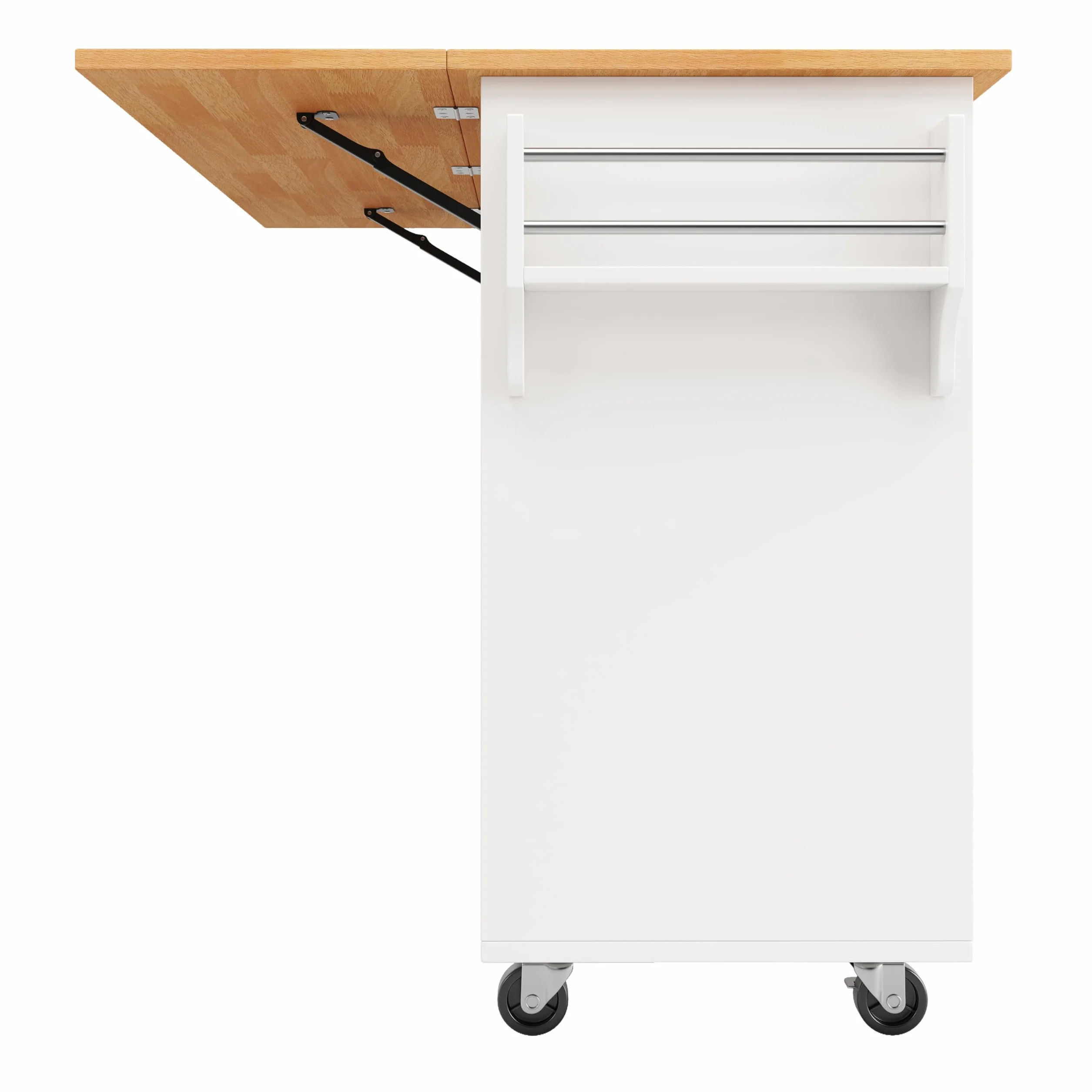 KAZZIO Isla de cocina moderna, armario de cocina, carrito de cocina extensible con ruedas y encimera, carrito de servir con estante para especias y 8 cajones (blanco)