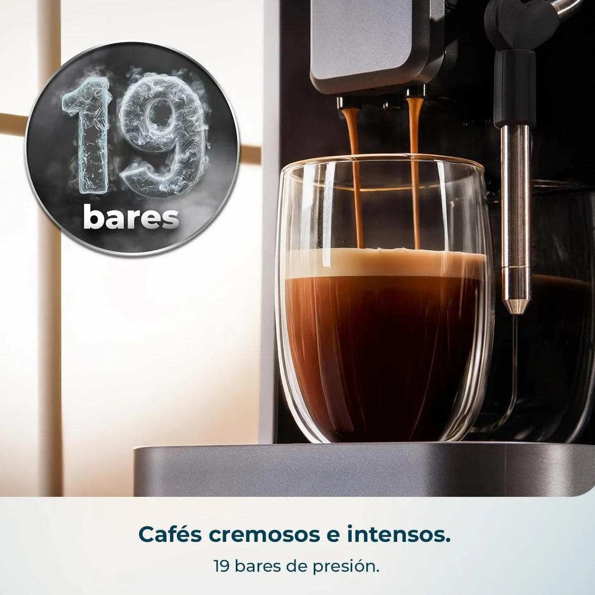 Cecotec Cafetera Superautomática con Vaporizador y Unidad de Procesado 20g Cremmaet Lungo Steam. 19Bares, Thermoblock, 5 Bebidas, 5 Niveles Molido, Descalcificación, Depósito 2L, Pantalla Táctil