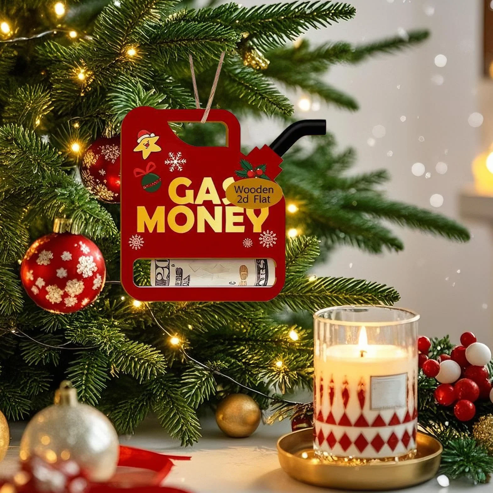 Sujetador De Efectivo Navideño,Clip De Almacenamiento De Madera 2D para Fiestas | Sobres De Efectivo Navideños - para Hombres Papel De Regalo Cumpleaños Vacaciones Moneda