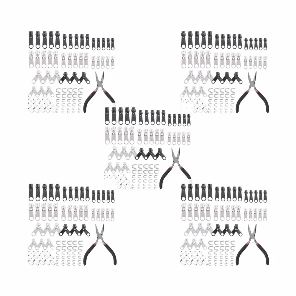 Kit de reparación de cremallera con alicates de instalación de cremallera para jeans, chaquetas, mochilas, 85 piezas, 85 piezas