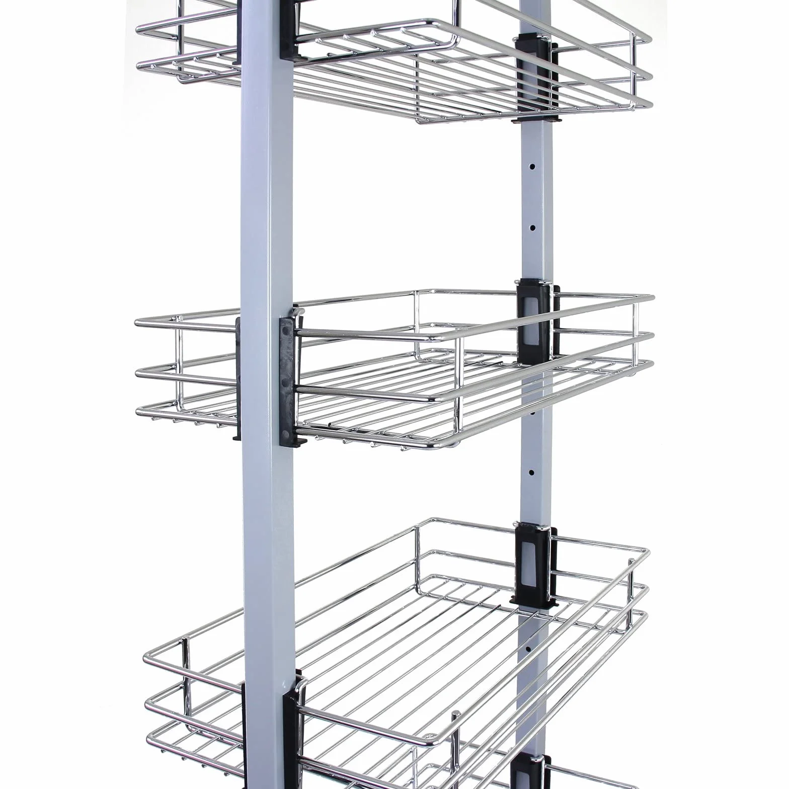 Columna Despensero Extraíble de Cocina en Acero Inoxidable con 6 Cestos 46cm x 25,2cm x 190-220cm Altura Regulable Armario Mueble Almacenaje Almacenamiento Cocina con Tornillos y llave Allen Gratis