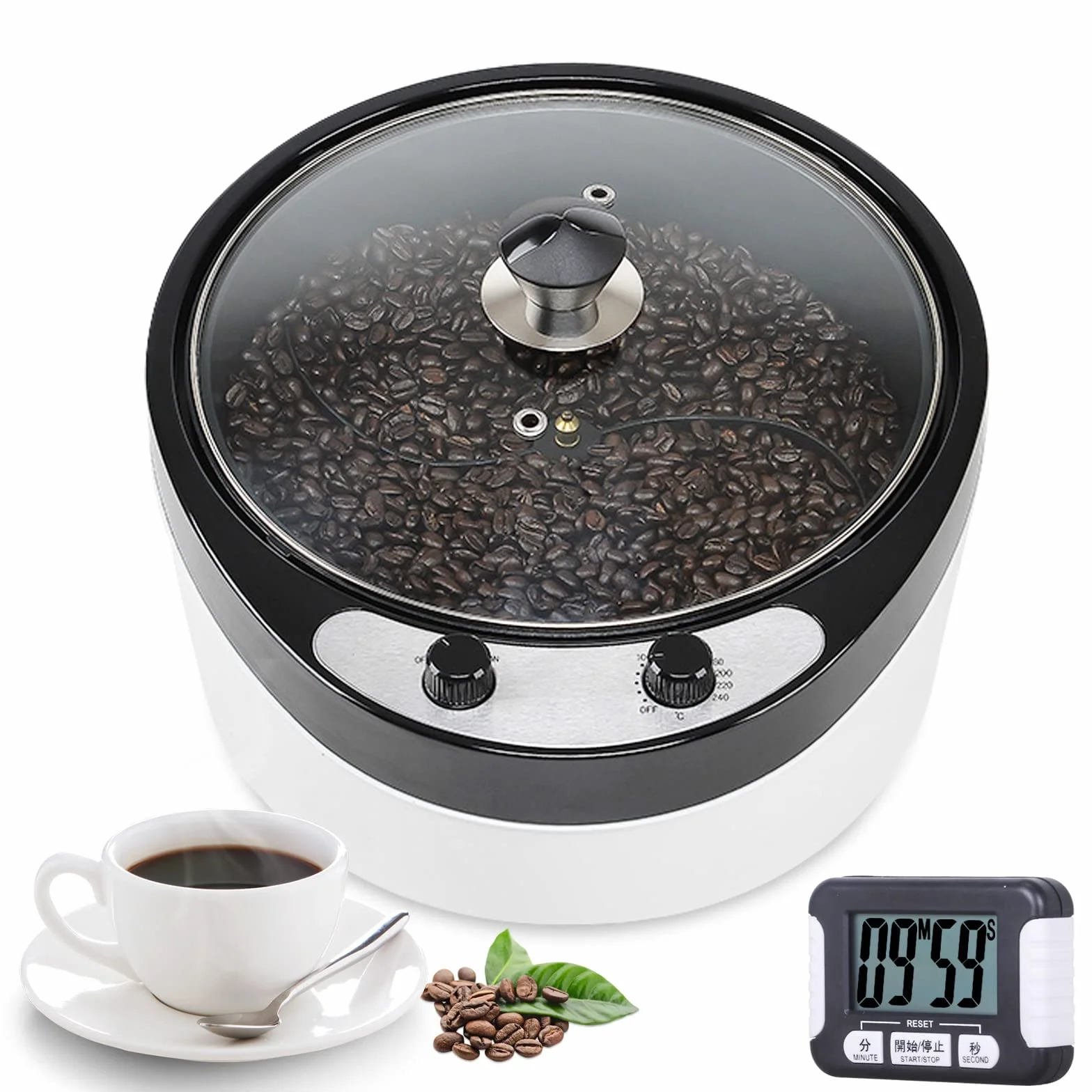 Tostador de Café 800g Máquina Tostar Café Doméstico 0-240°C Eléctrico 1200W