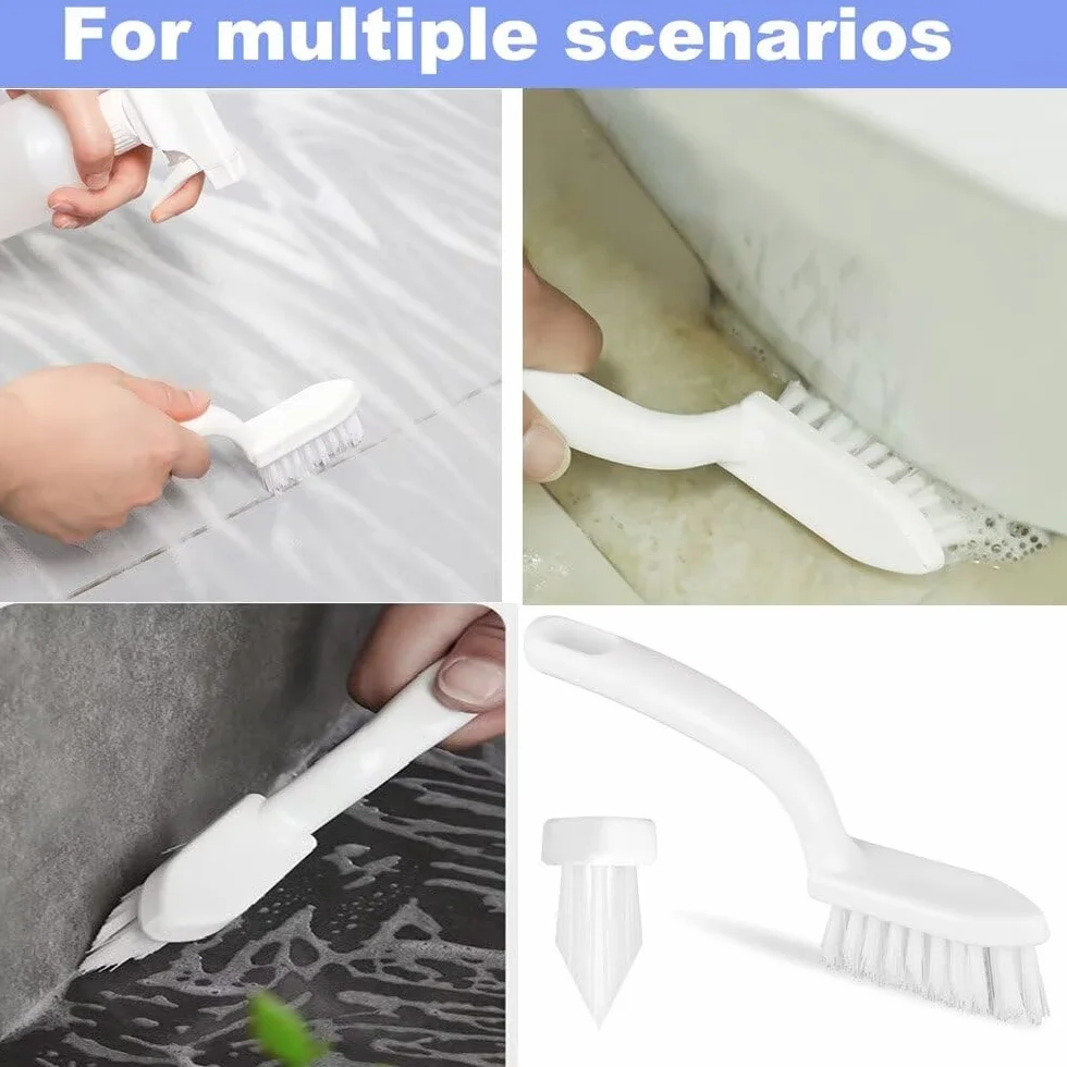 Set de cepillos para juntas, cepillo de cerdas duras para limpieza de esquinas, cepillo angular para limpieza del borde del inodoro, cepillo de limpieza en profundidad para baño/hogar/baño