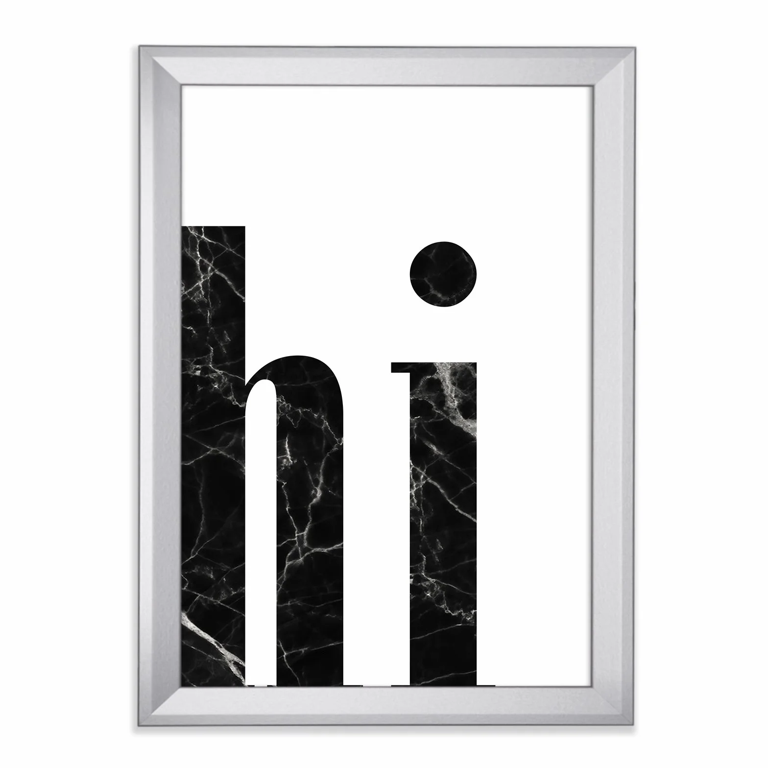hi 2 - Lámina decorativa (30 x 40 cm, con marco de fotos, color plateado y brillante)