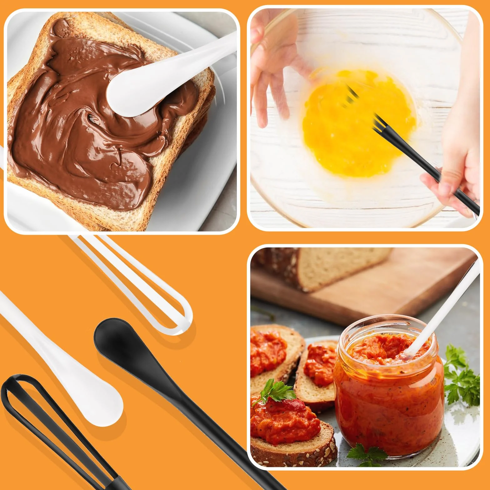 TIESOME Mini batidor multifuncional 2 en 1, 2 piezas de herramienta de mezcla pequeña con mango largo para mezclar y mezclar ingredientes y salsas