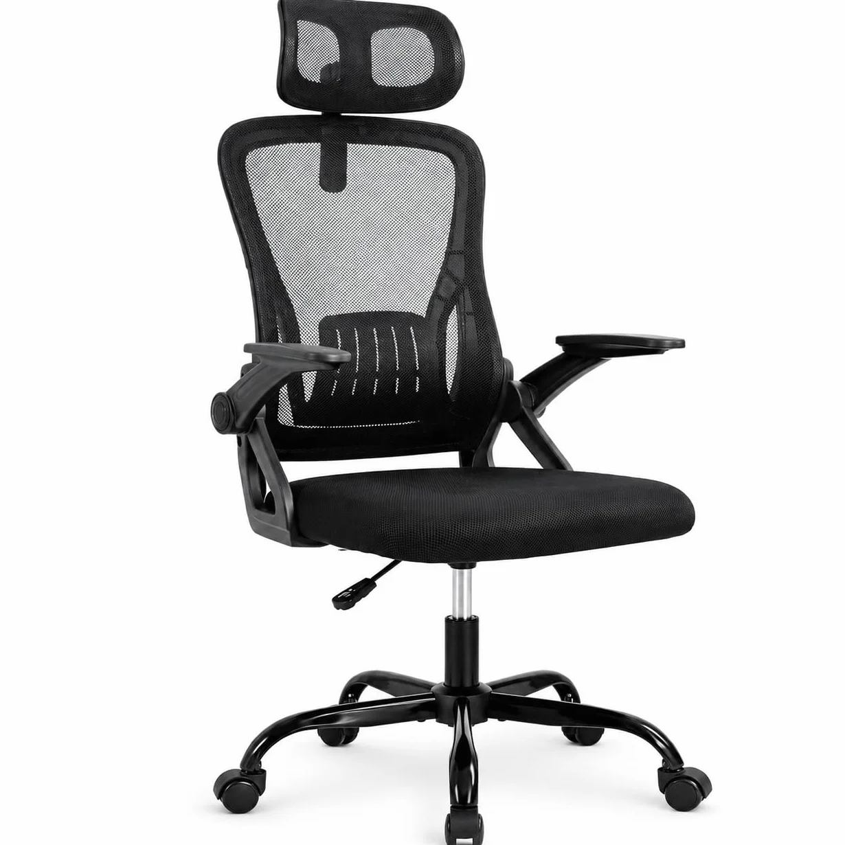 Silla de Oficina Ergonómica con Ruedas Reposacabezas Reposabrazos Ajustables Soporte Lumbar Respaldo de Malla Transpirable Altura Regulable
