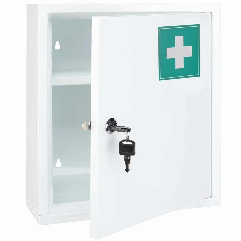 Botiquín Acero Inoxidable Primeros Auxilios 31,5x10x36 cm Blanco Verde