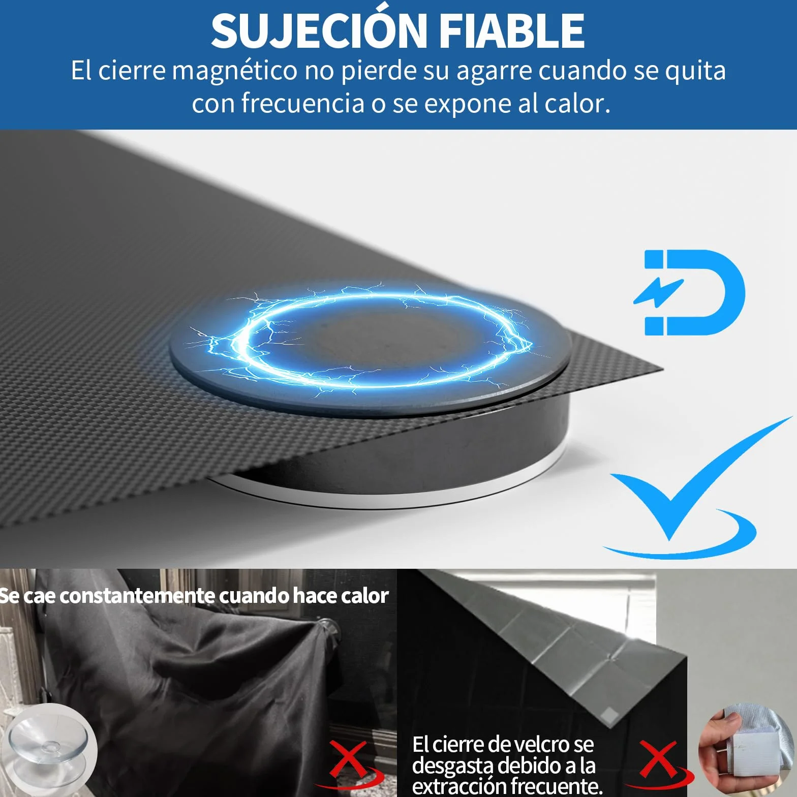 Estor Opaco Magnético para Ventana Cortina Blackout Portátil Protección Solar 100x145CM