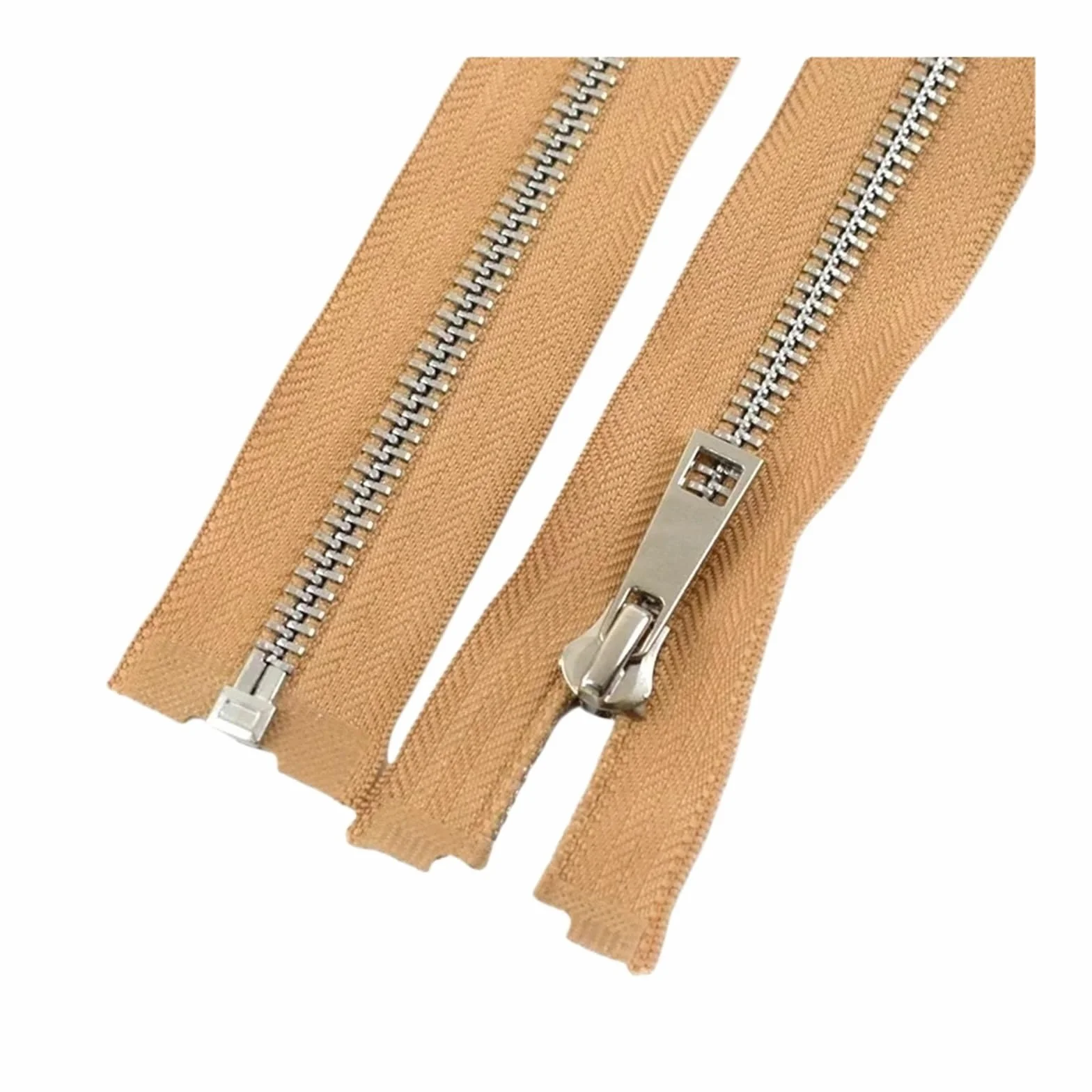 Cremallera de metal 5 #, 40/50/60/70/80 cm, apertura simple, dientes plateados, ropa, cierres de coser(khaki,70 cm, 5 # 10 unidades)