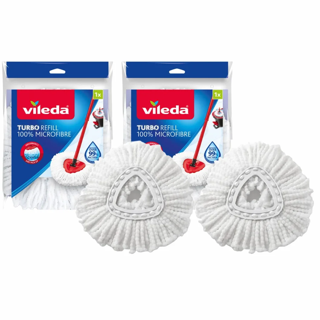 Vileda EasyWring and Clean Turbo Classic Cabezal de Recambio de fregona de Microfibra Blanco 2 Unidades