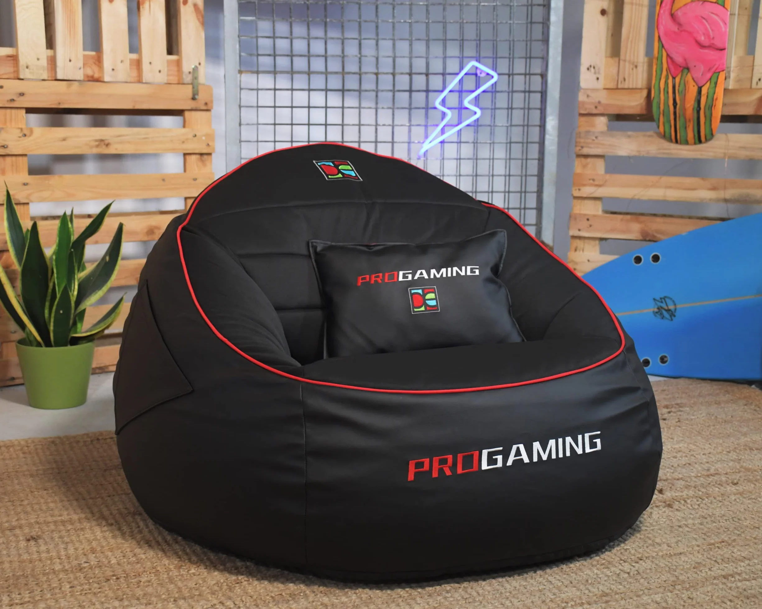 DECORESTOR Puff Gamer Gigante con Relleno Incluido - Bean Bag XXL Rojo