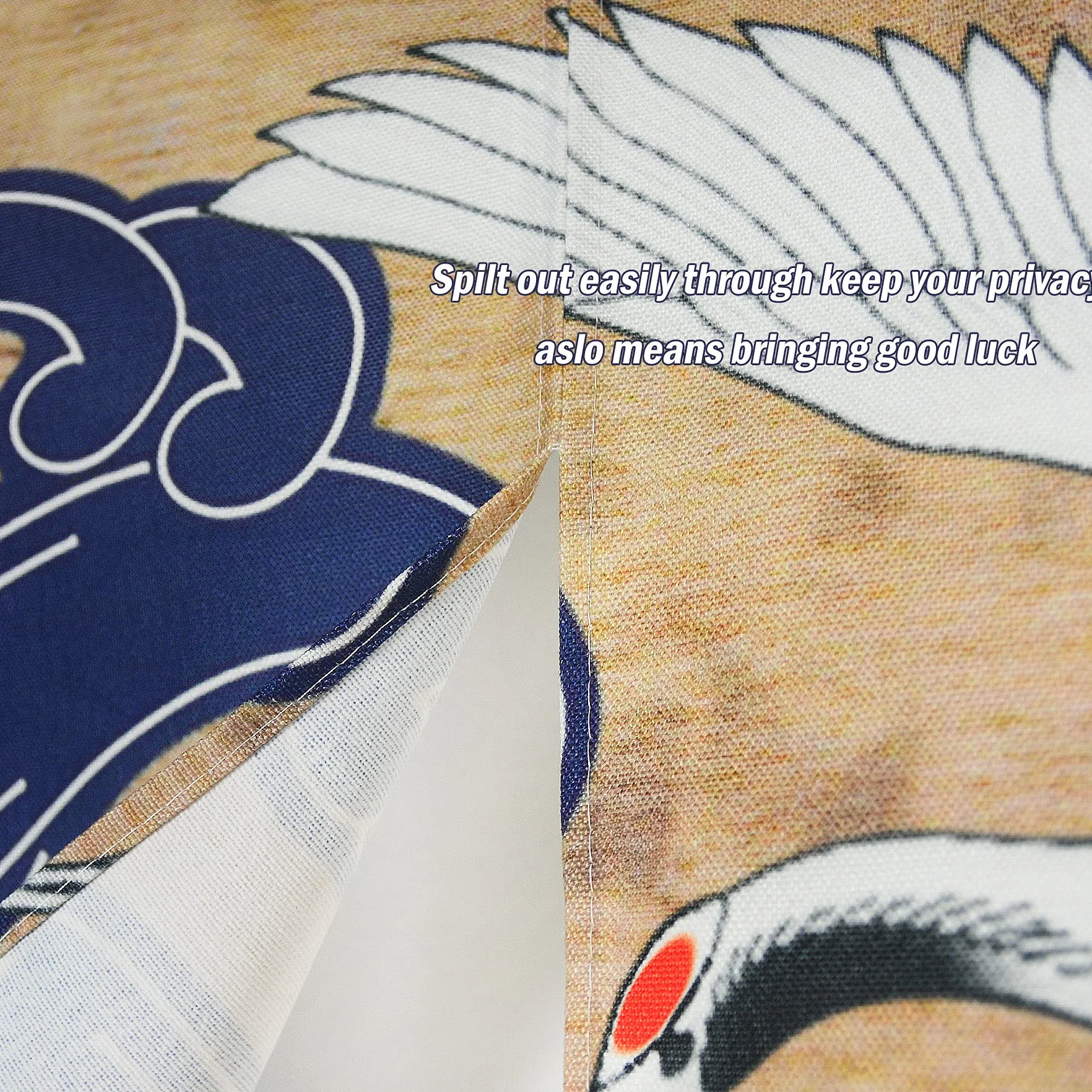 LIGICKY Cortina Retro Japonesa Noren de Lino Blanco con diseño de Ondas Azules para Ventana asiática para Colgar en la Puerta de Sushi, Cocina, decoración del hogar, 85 x 150 cm