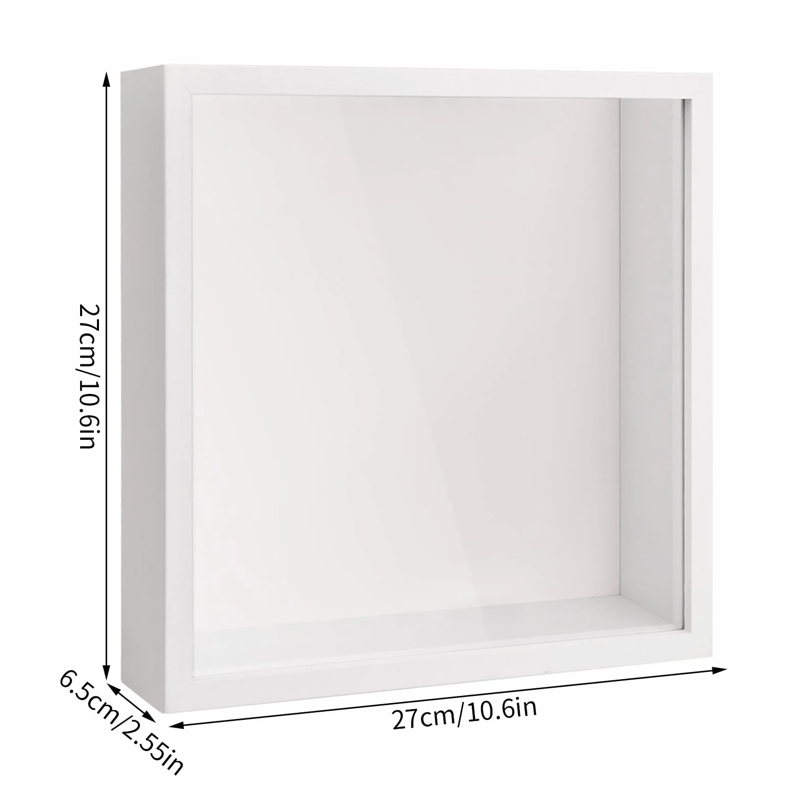 Marcos con Profundidad, Marco de Fotos de Caja de Sombra 3D para Mesa y Pared, Marcos para Cuadros 3D, Cuadro Vitrina para Medalla Recuerdo Flor Manualidades (27x27cm, Blanco)