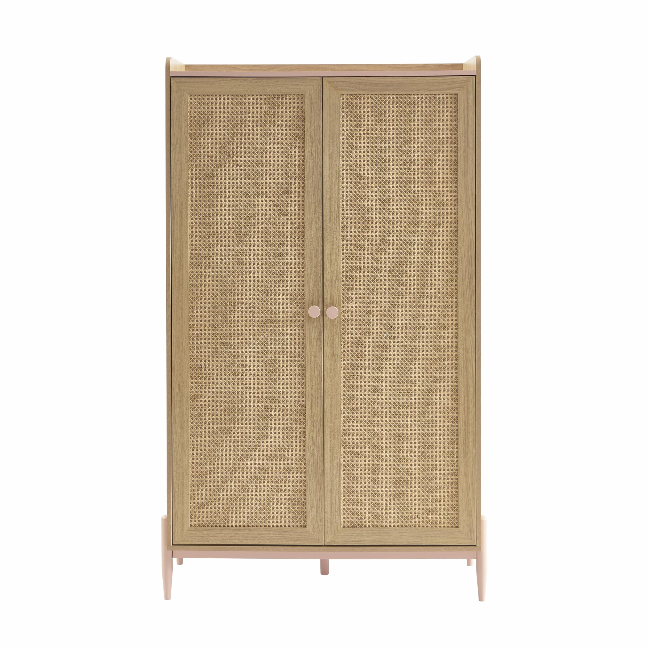 BAÏTA Armario Infantil Madera aglomerada Trenzado Efecto Roble Rosa 100 cm