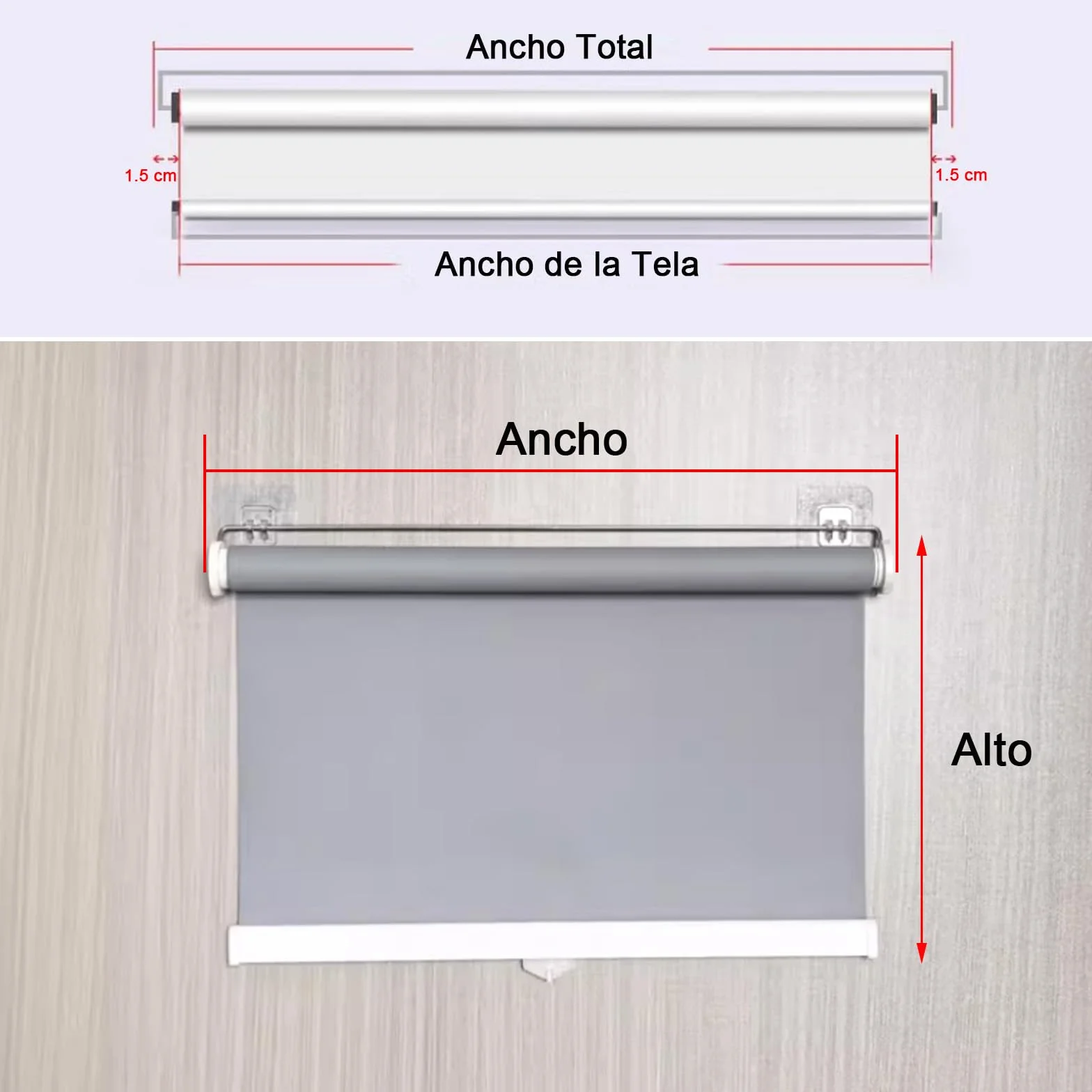 Estor Auto-Enrollable a Muelle,Estores Parasol para El Hogar,Estores Enrollables Opacos Retráctil Sin Taladrar,Protección Solar y Rayos UV,para Ventanas,Oficina (100cm x 200cm)