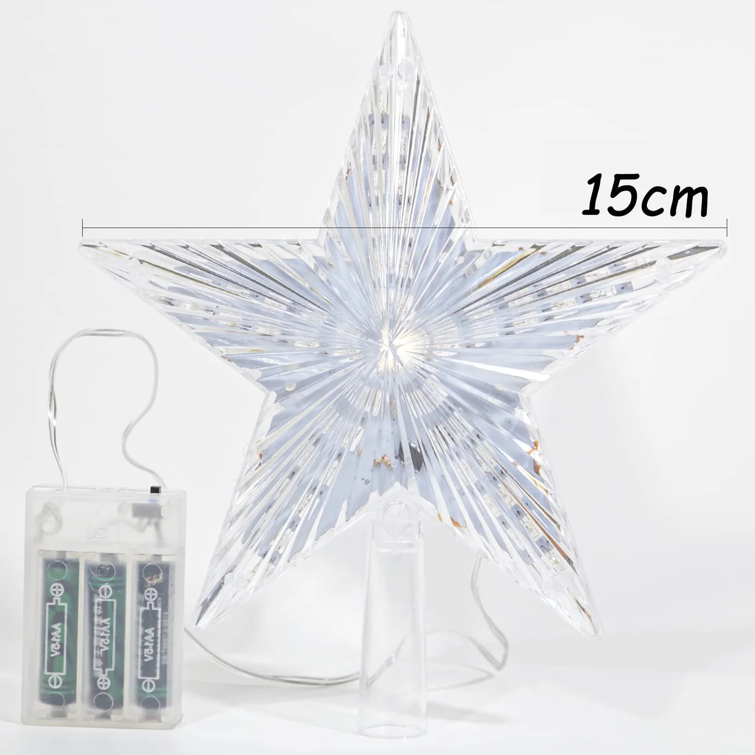Topper de Estrella para Árbol de Navidad con Purpurina y Luz LED - Decoración Navideña