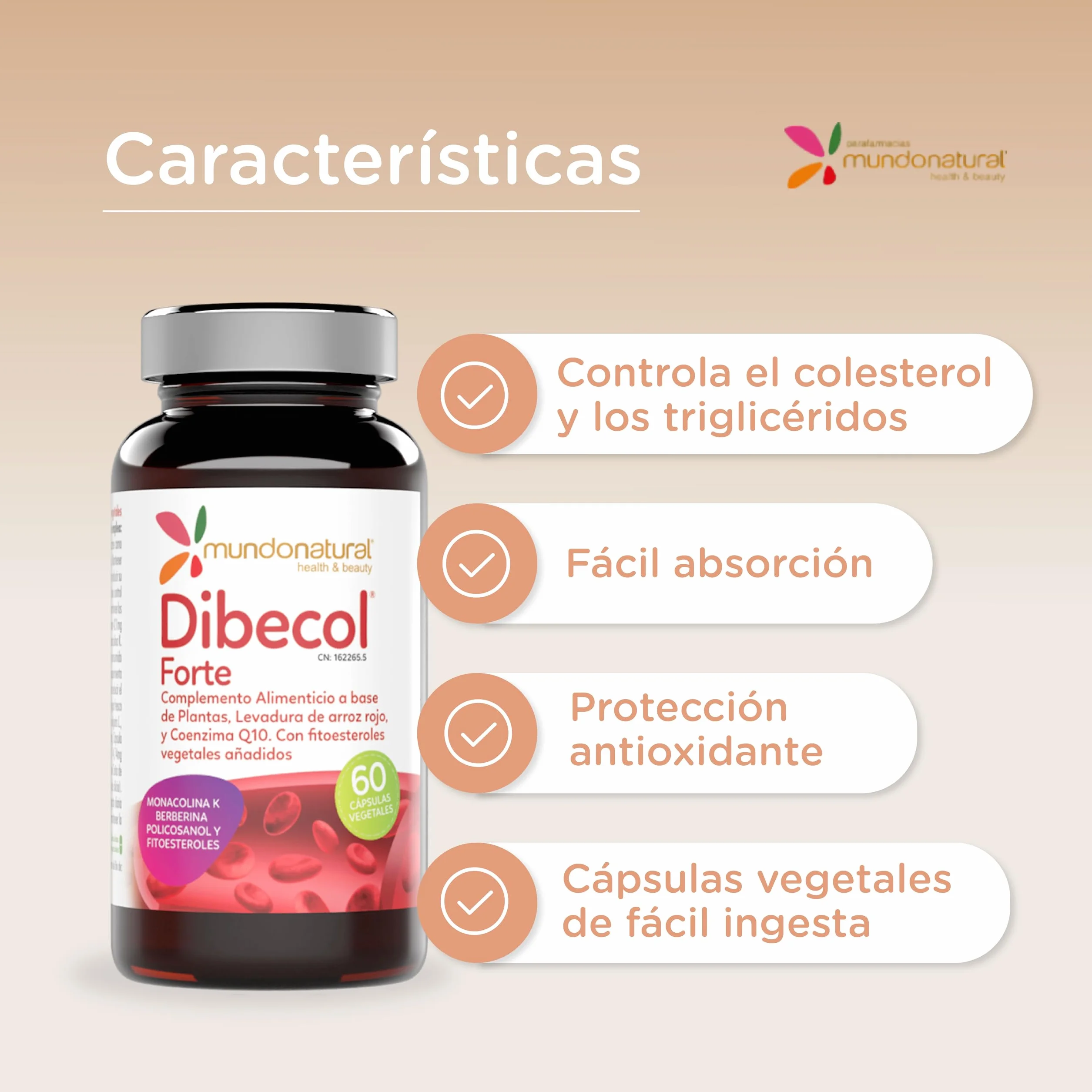 Dibecol Forte Levadura de Arroz Rojo Colesterol Capsulas 60 cápsulas