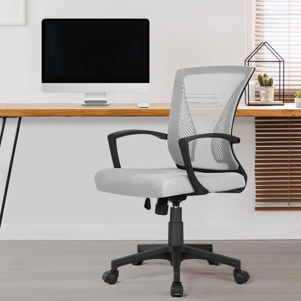 Yaheetech Silla de Oficina con Ruedas Regulable en Altura Malla Color Múltiple Mecedora