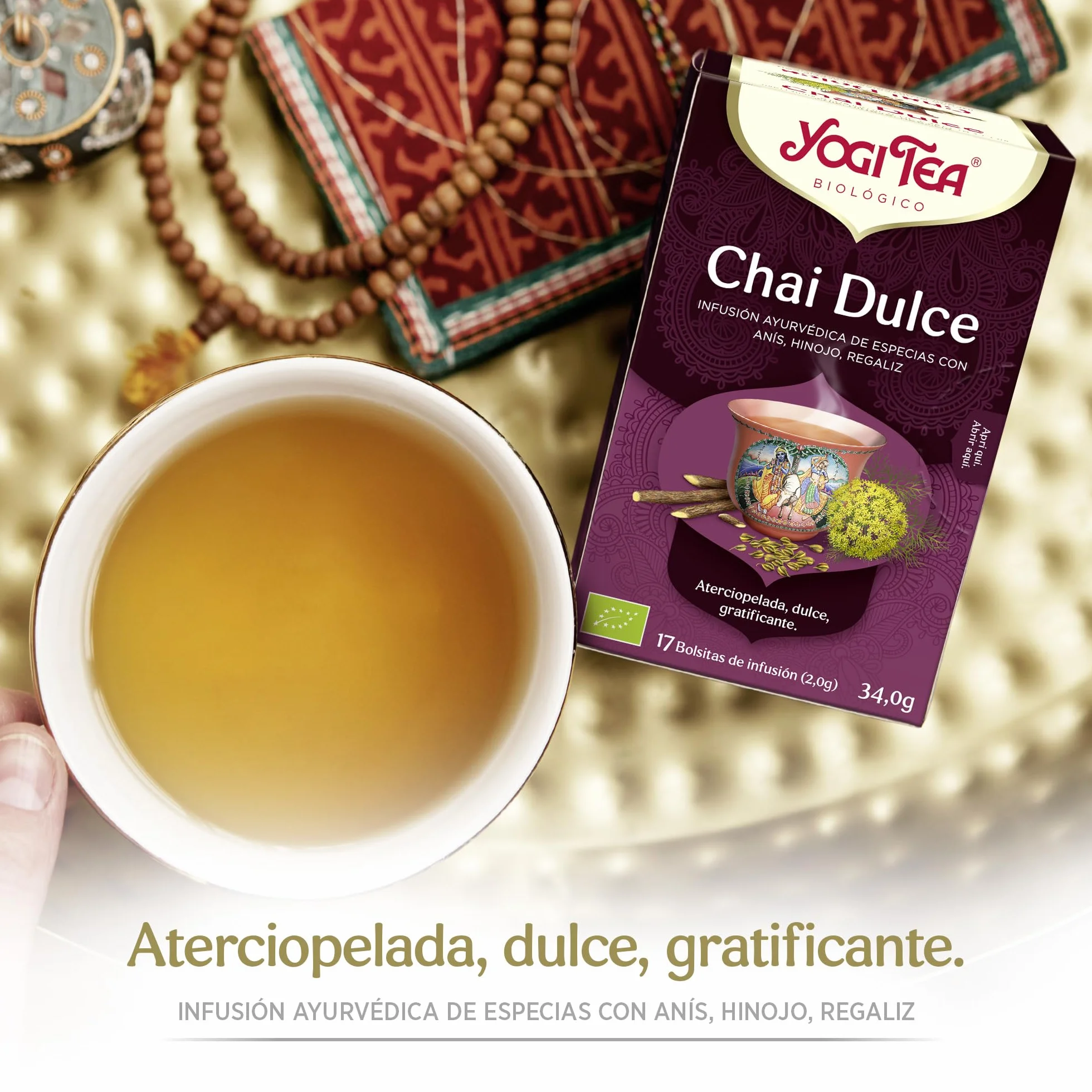 Yogi Tea Chai Dulce Infusión Ayurvédica Sin Cafeína Pack 6x17 bolsitas