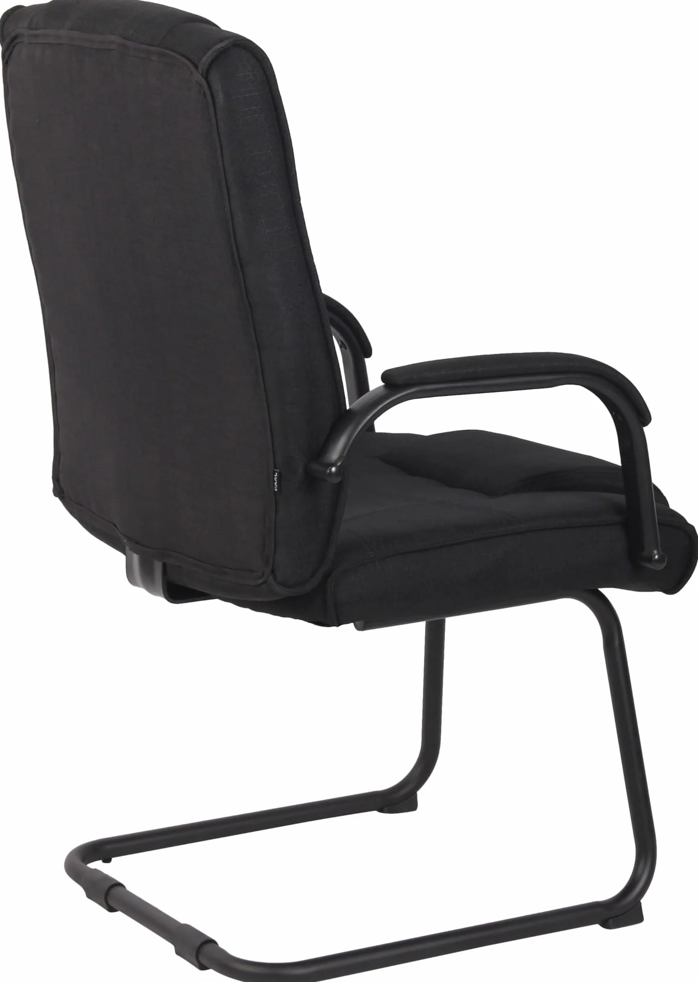 Silla Cantiléver Attila Tapizada en Tela con Base de Metal y Reposabrazos, Negro