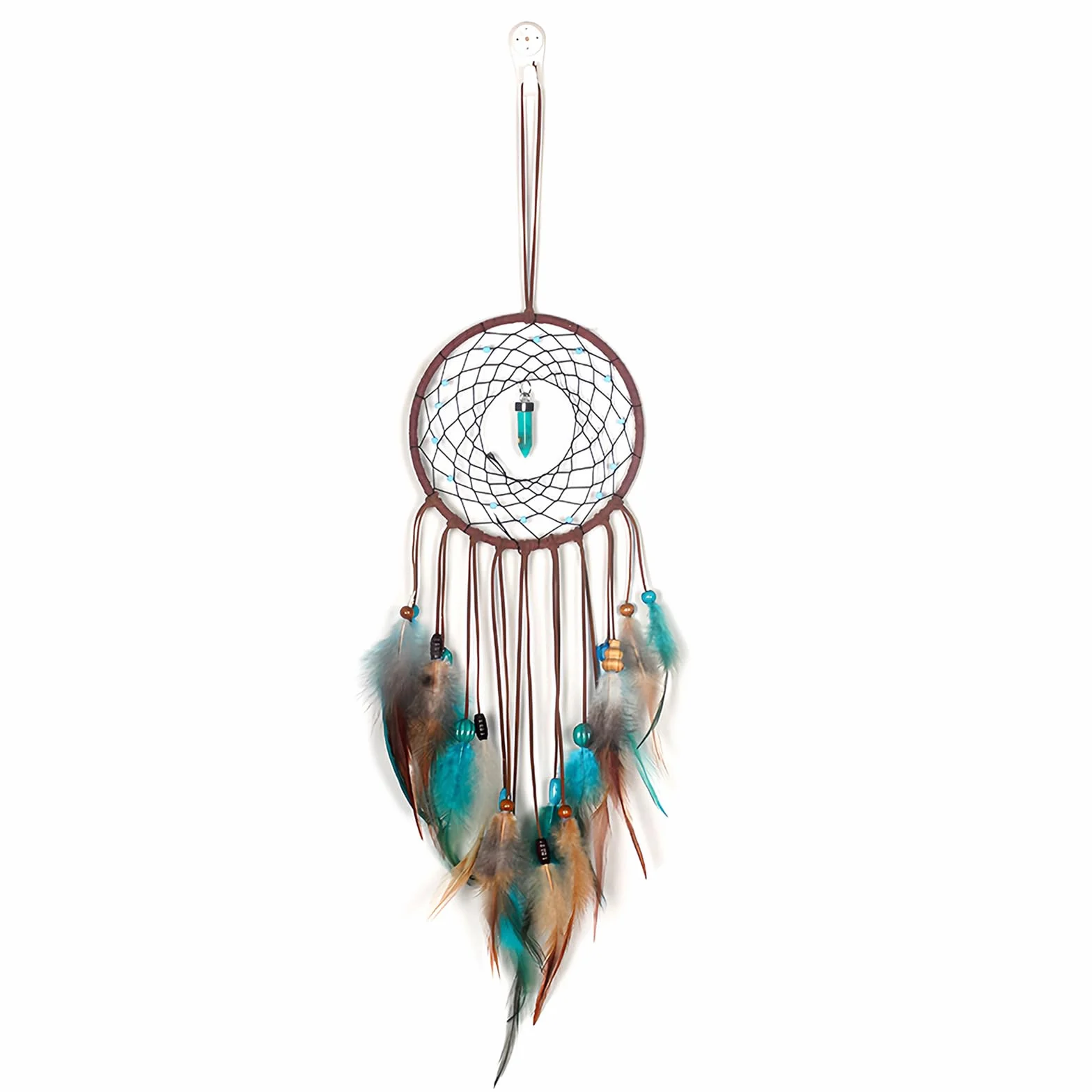 Atrapasueños, Decoración Hogar de Hadas Hechos a Mano con Plumas de Colores, Decoración Habitación de Plumas Bohemias Adornos Pared para Sala de Estar (Verde)
