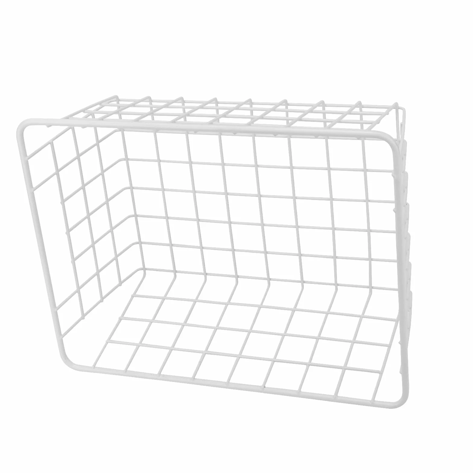 KEILEOHO 4 Cestas de Almacenamiento de Rejilla de Alambre Metálico, 28 x 22 x 12 cm, Cestas de Almacenamiento de Alambre para Baño, Cocina, Color Blanco