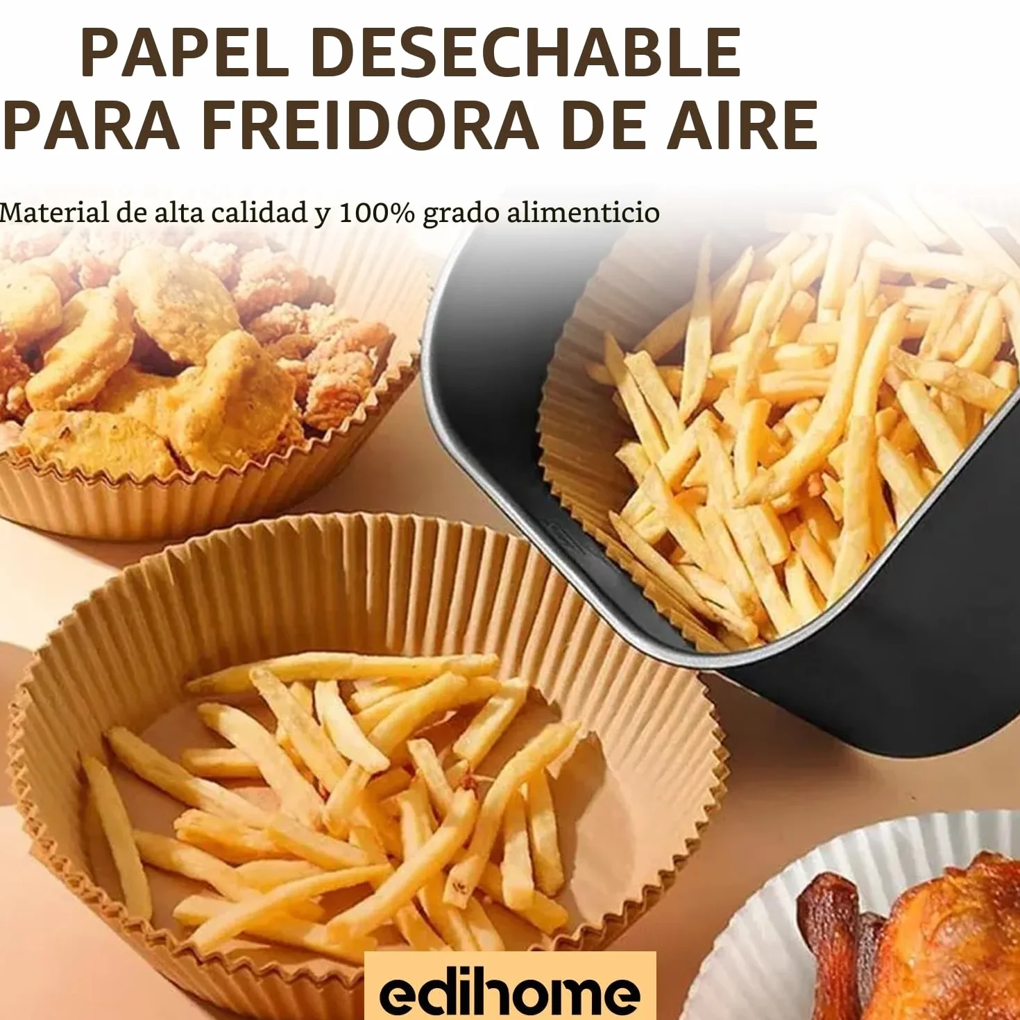 Papel Freidora Aire Desechable 20-24 cm BPA Free Accesorios para Freidora sin Aceite 5-8 litros