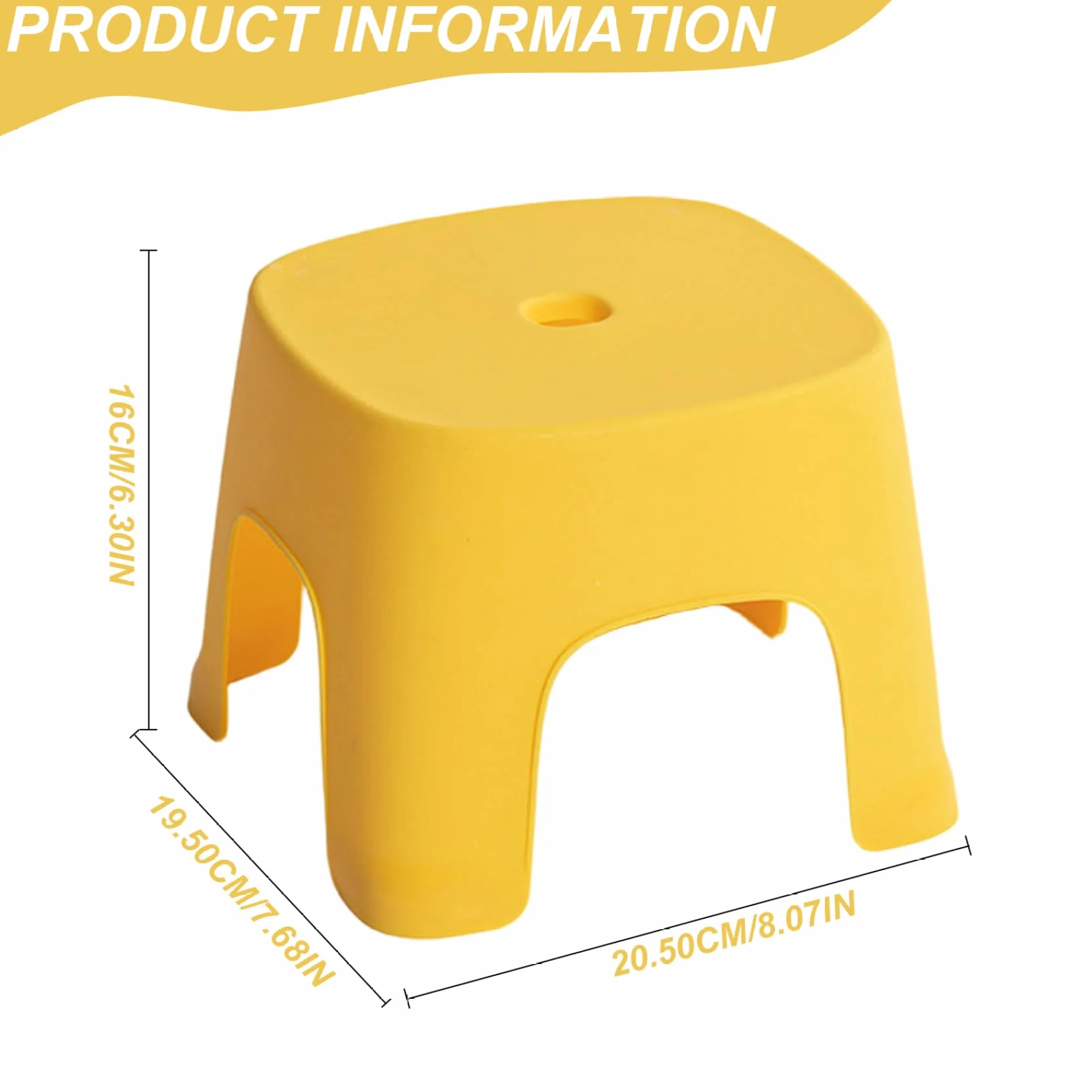 Taburete Infantil PVC 8x8x6 Pulgadas Apilables para Baño, Inodoro, Zapato Amarillo