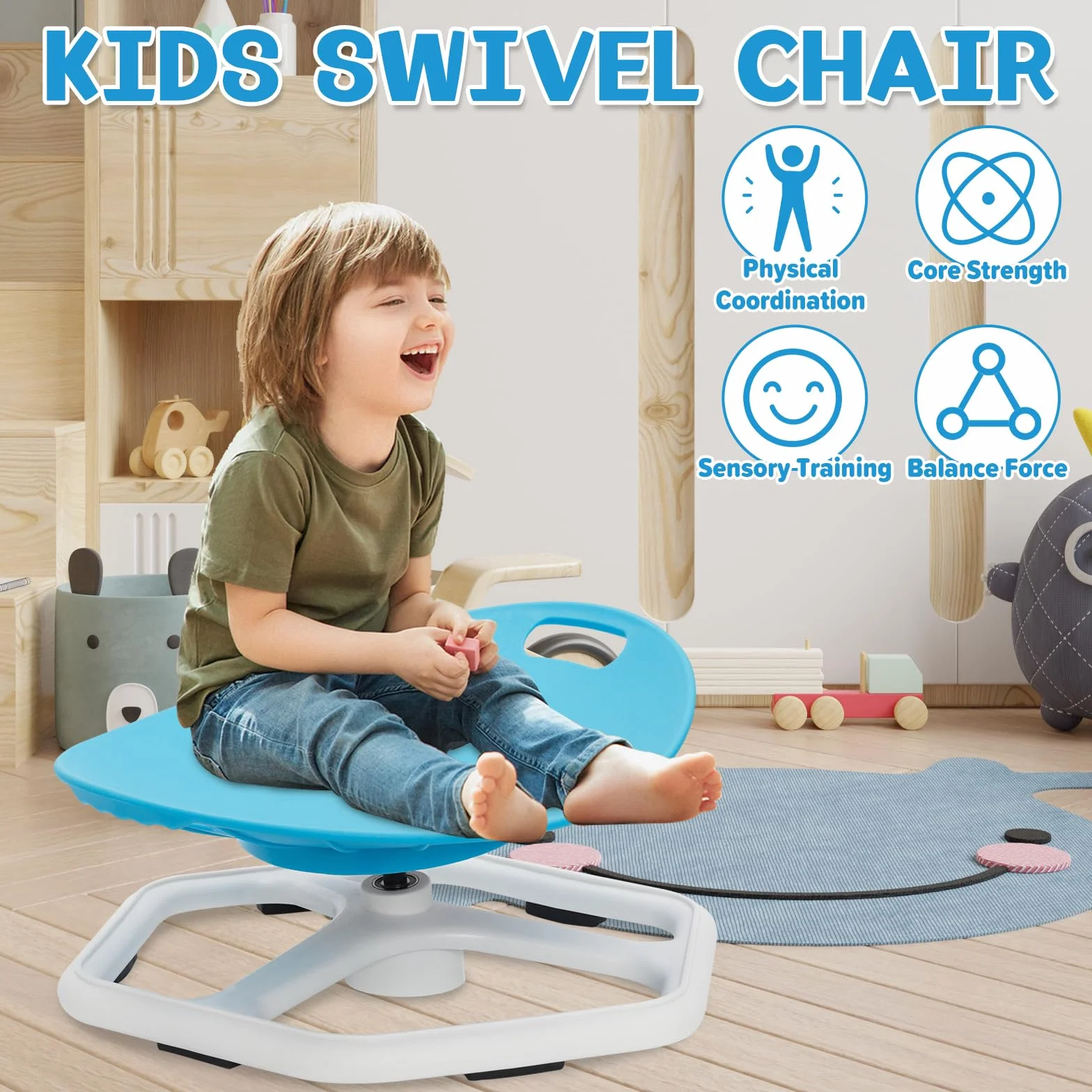 Silla Giratoria Sensorial para Niños, Taburete Giratorio de 360° con Entrenamiento de Equilibrio, para Mejorar el Equilibrio, Juguete Sensorial para niños y Niñas, Ideal para Autismo