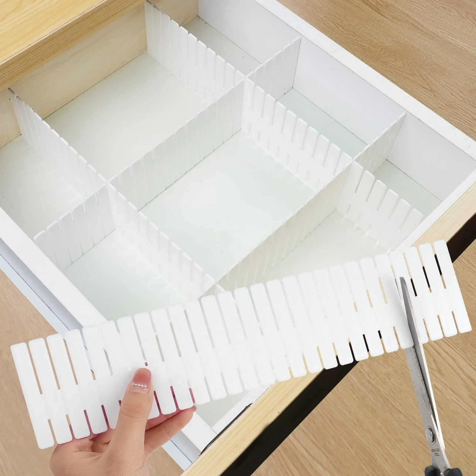 HOTUT Separadores para Cajones,16pcs Separadores de Cajones Ajustable,Organizadores de Cajones de Plástico 32x7cm,Separador de Armario Divisores para Maquillaje, Joyas, Dormitorio, Baño, Oficina
