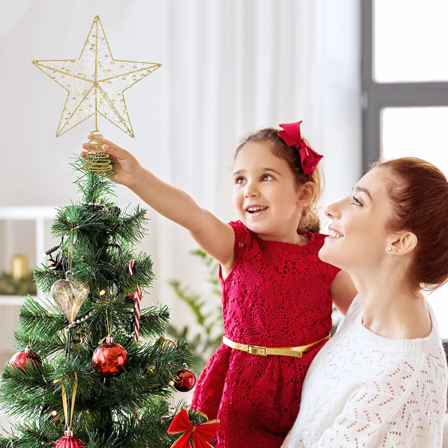 Estrella Arbol Navidad, Diealles Shine Topper de Árbol de Navidad Led con Luces en Forma de Estrella para la Decoración de Festiva (20 x 25 cm)