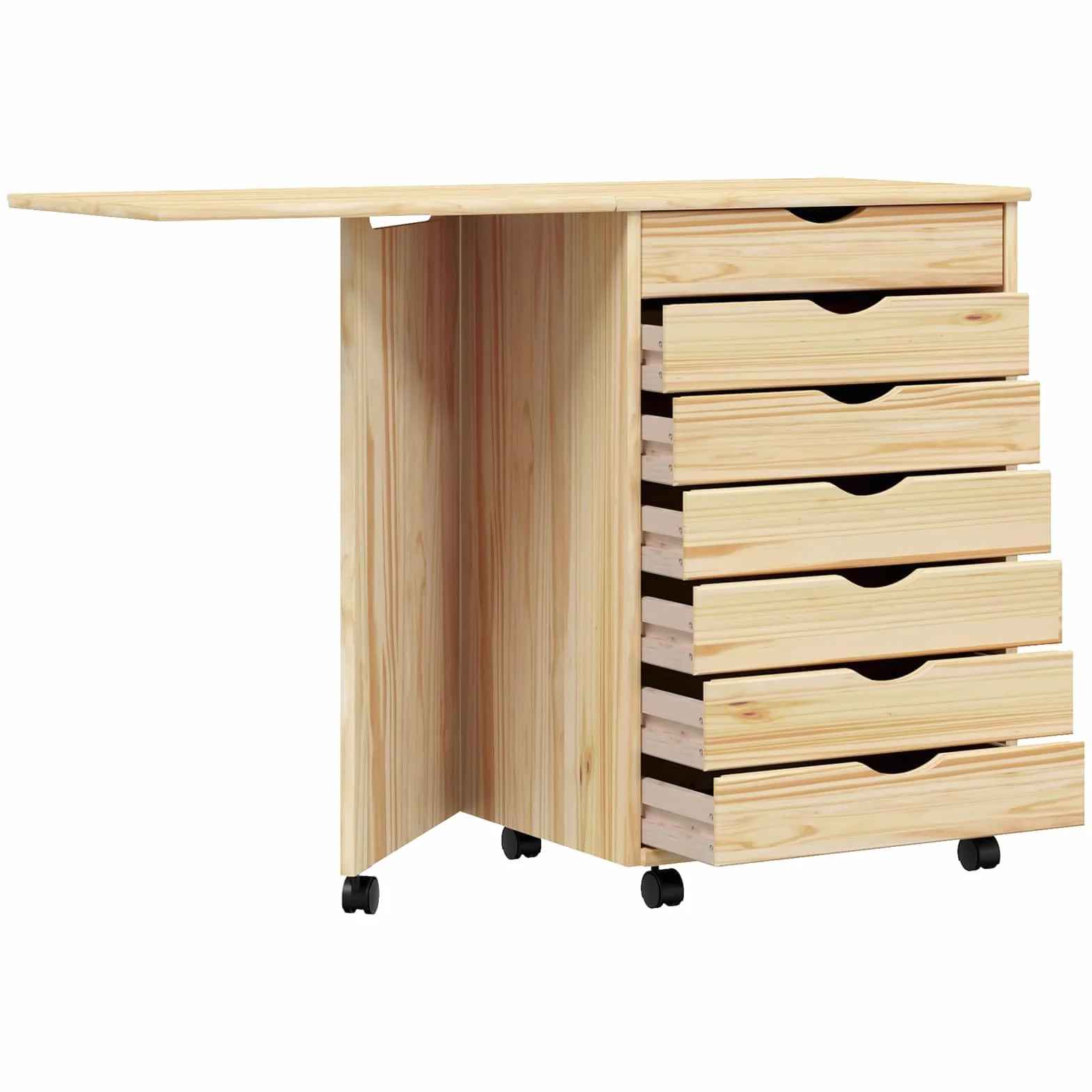 vidaXL Gabinete Rodante con Escritorio Moss Barniz Transparente, Sala Moderna, Mueble útil, gabinete Rectangular con Escritorio, Estilo Minimalista, Madera de Pino