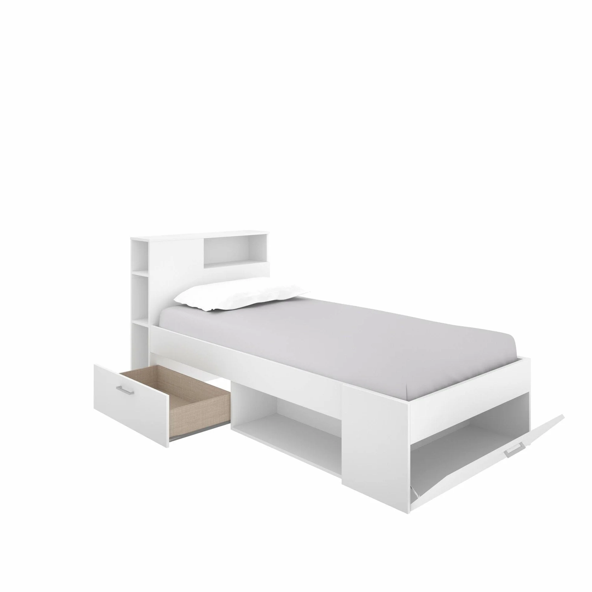 DEKIT GRUPO RIMOBEL Lanka, Cama Compacta de 90 x 190 con Cajones, Blanco, 96 x 99 x 218 cm