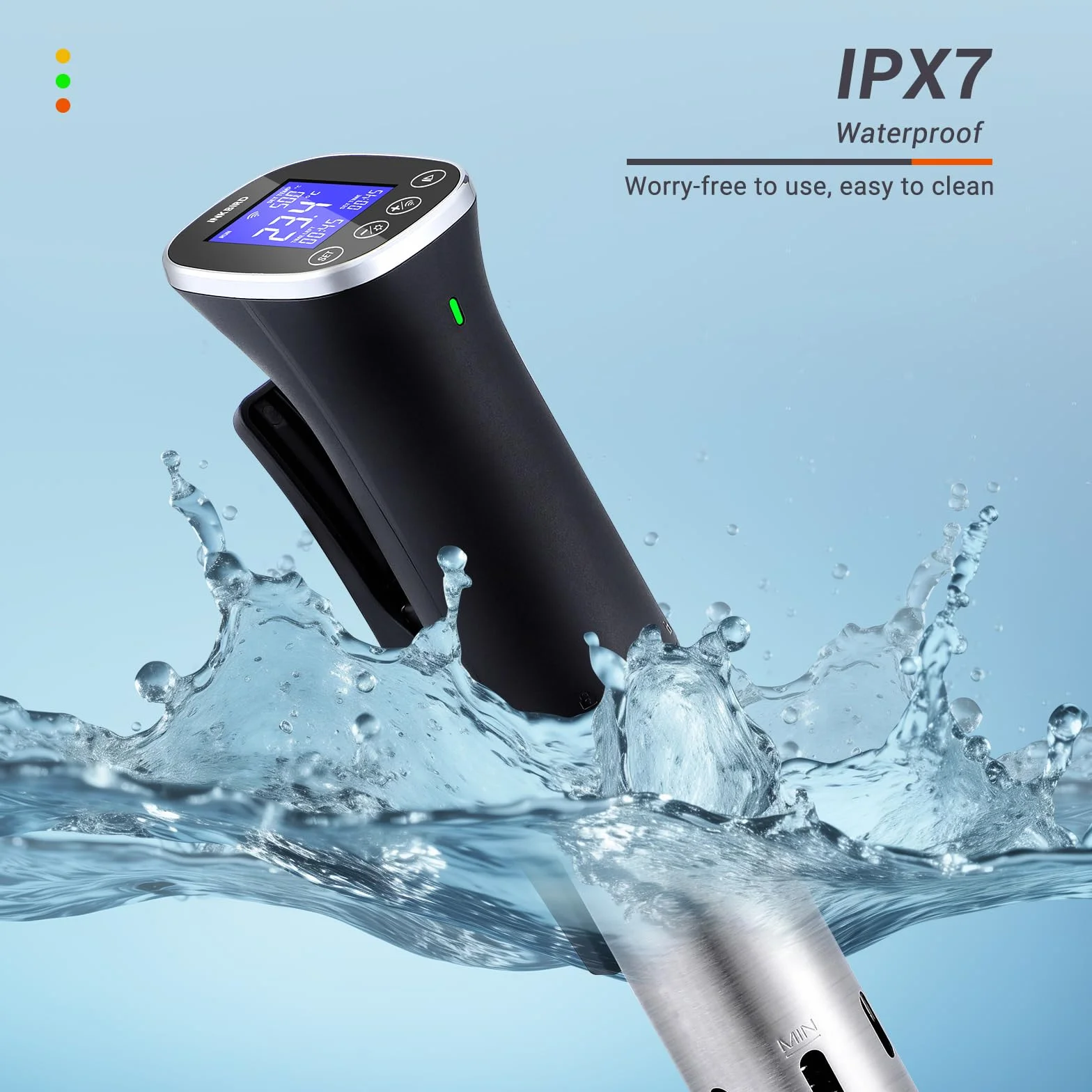 Sous Vide, Sous Vide Stick ISV-300W WLAN Dispositivo de cocina profesional, hilo de baja temperatura 0-90℃ | Recetas de aplicaciones, IPX7 impermeable, ±0.1 °C temperatura precisa y constante