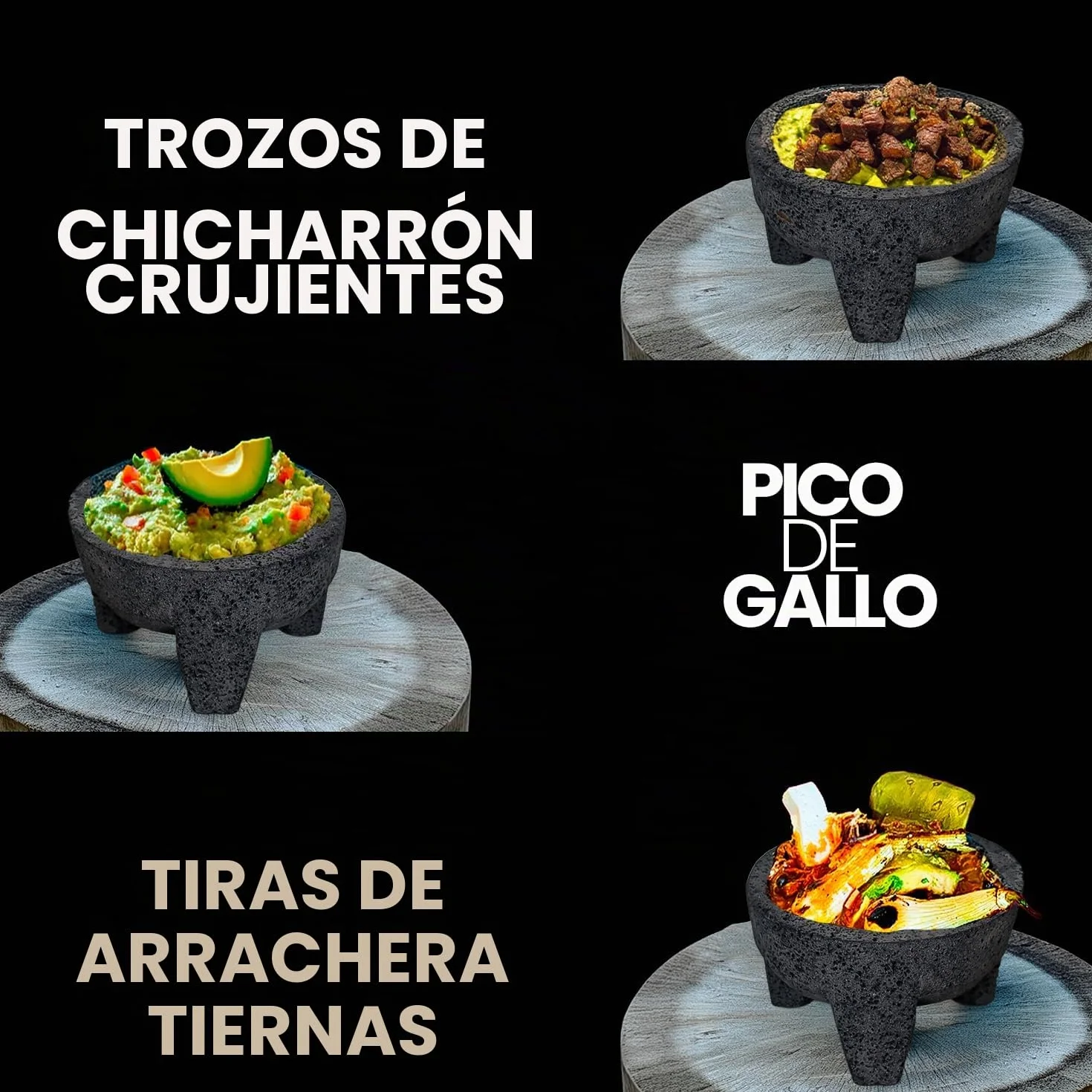 El cuenco original Molcajete Mexicano hecho a mano de auténtica roca de lava en México, molcajete de piedra volcánica, mortero volcánico mexicano, auténtica roca de lava