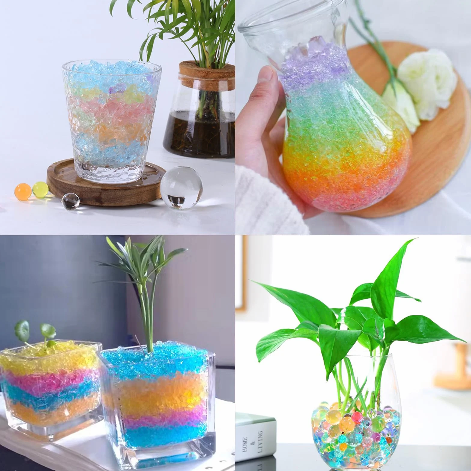 20000 Perlas de Agua No Tóxicas,100g Bolas de Gel para Decoración del Hogar y Centro Mesa Bodas Jarrón Relleno de Plantas Fabricación de Velas Flotantes No se Decoloran Biodegradables (Vistoso)
